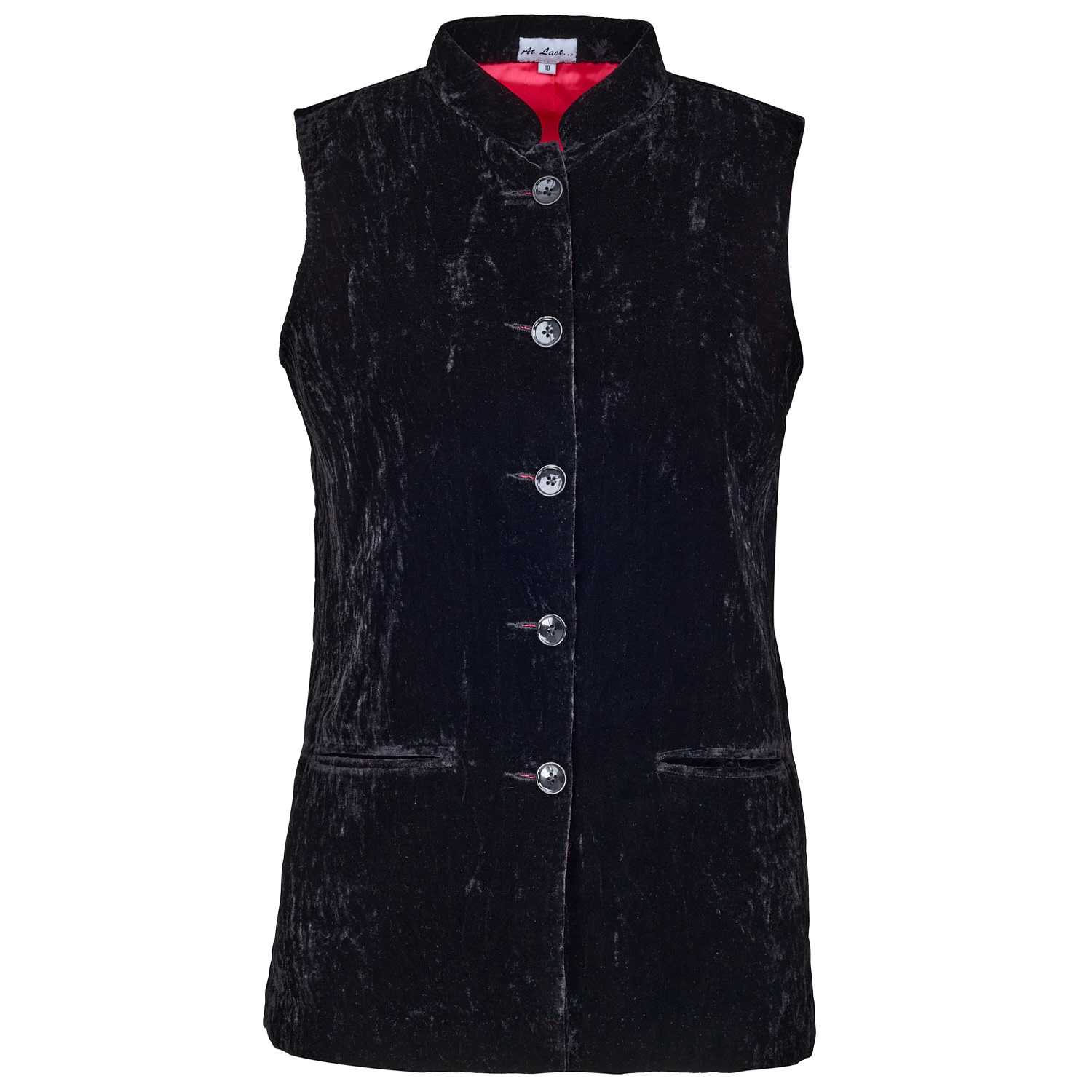 At Last... Women's Short Silk Velvet Waistcoat In Black In Black