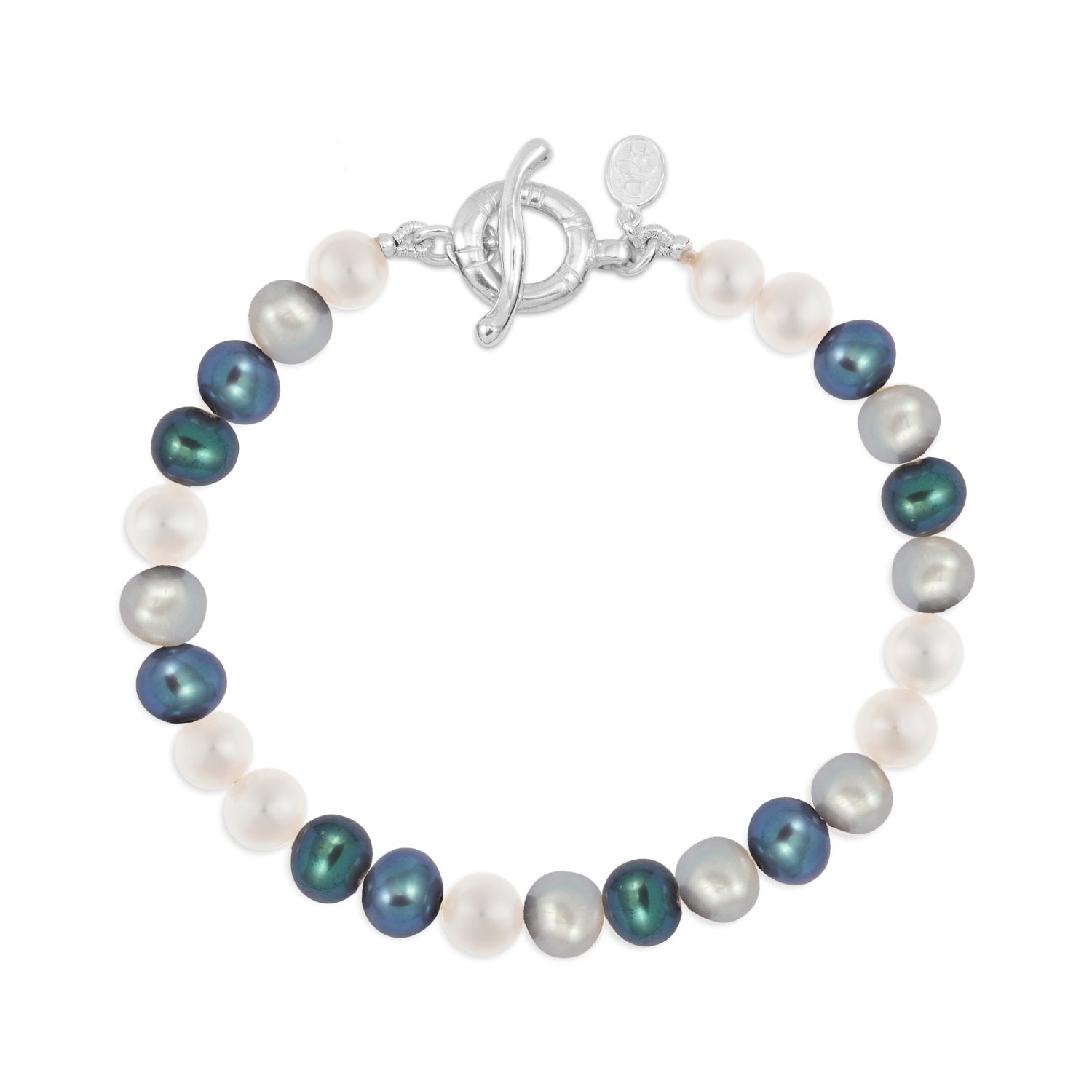 Silver Mens Mixed Freshwater Pearl Bracelet Dower & Hall