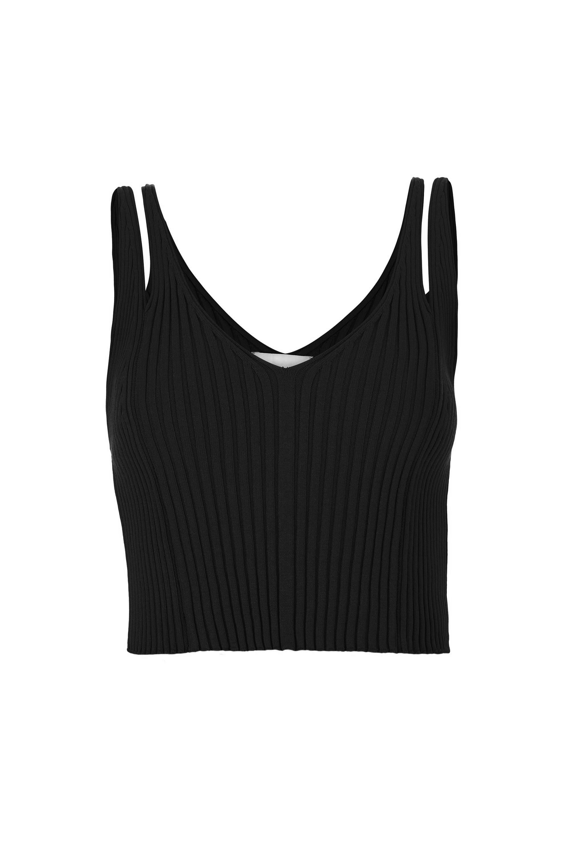 Women’s Donna Ribbed Crop Top Black One Size Salanida