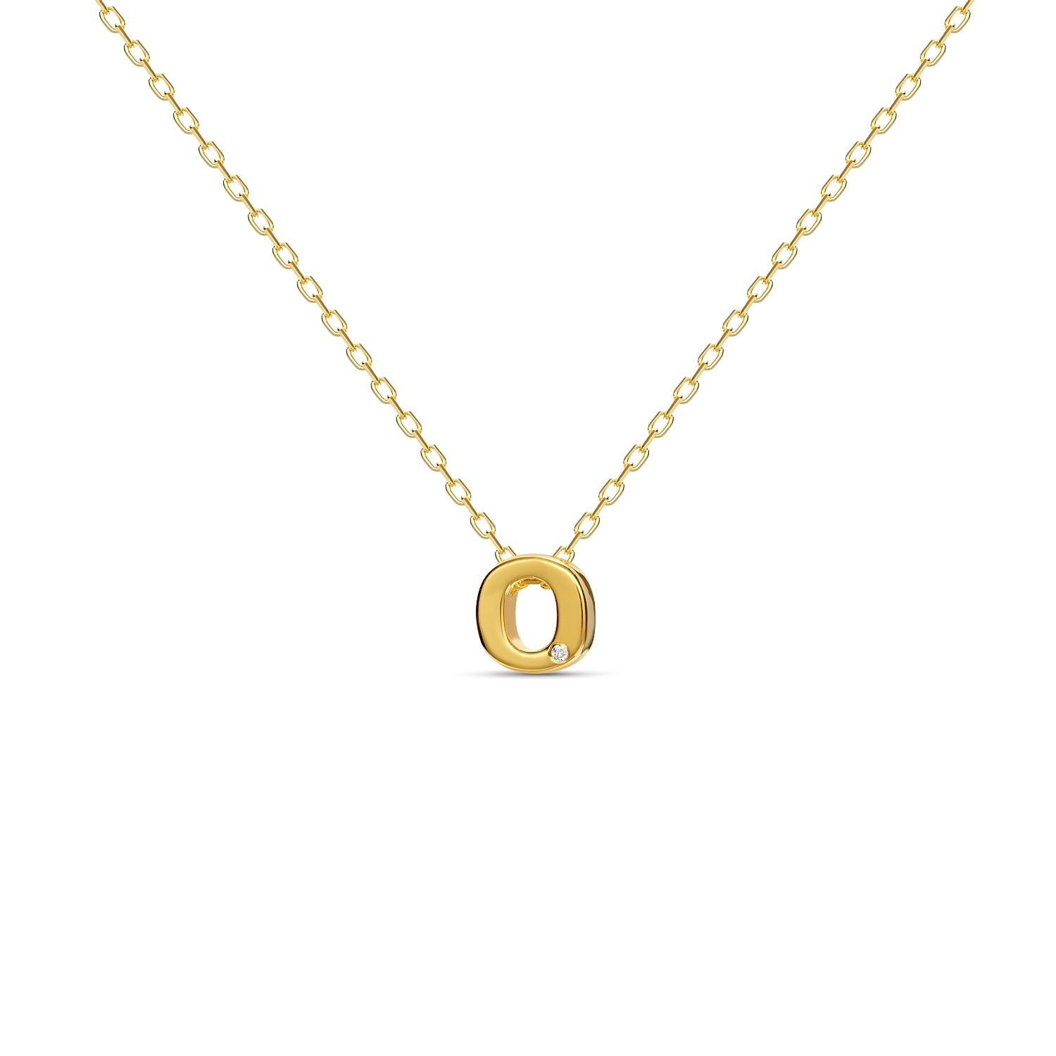 MOSUO Jewellery - Diamond Letter Necklace O - Gold