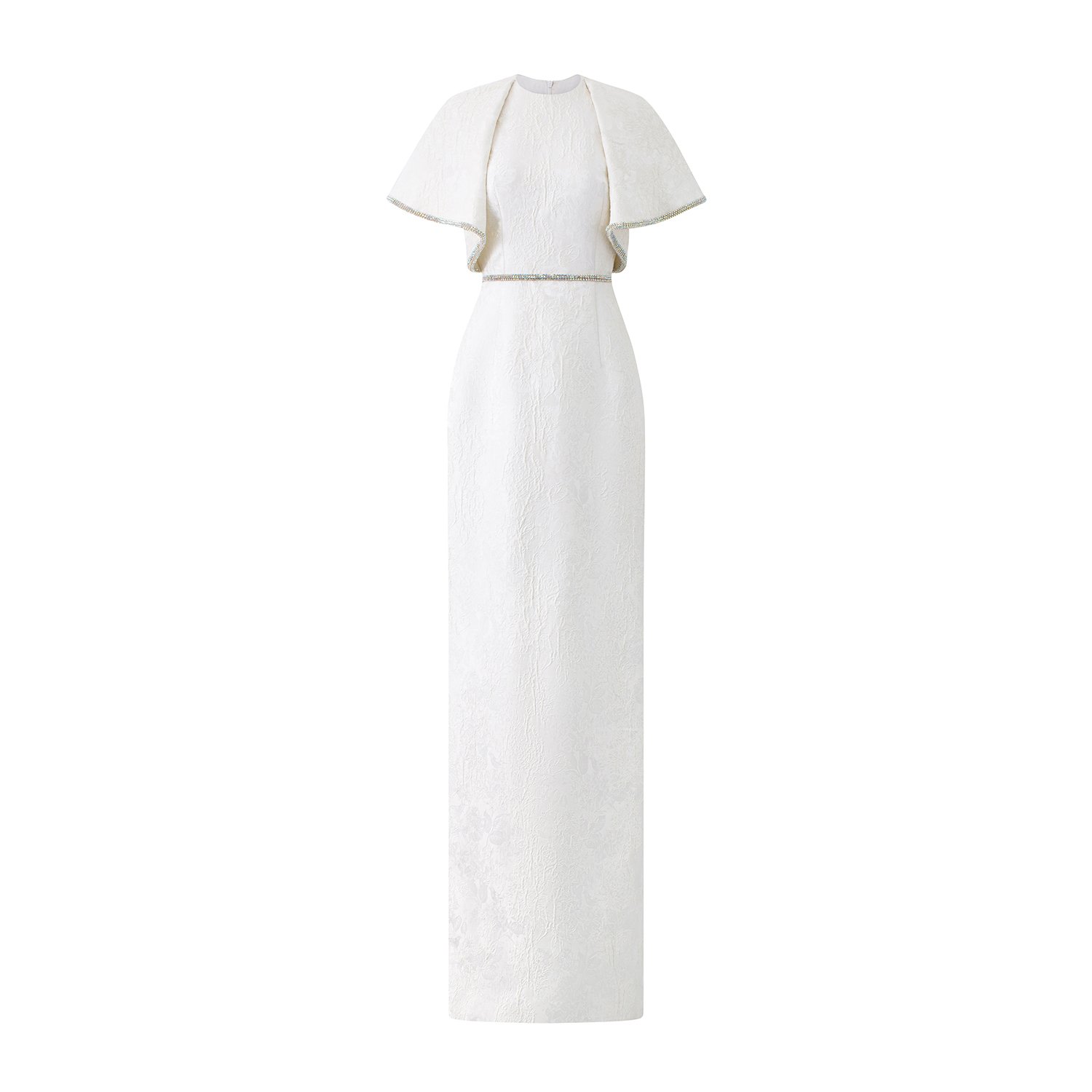 Women’s White Round Neck Gown With Exaggerated Shoulders Small I. h.f Atelier