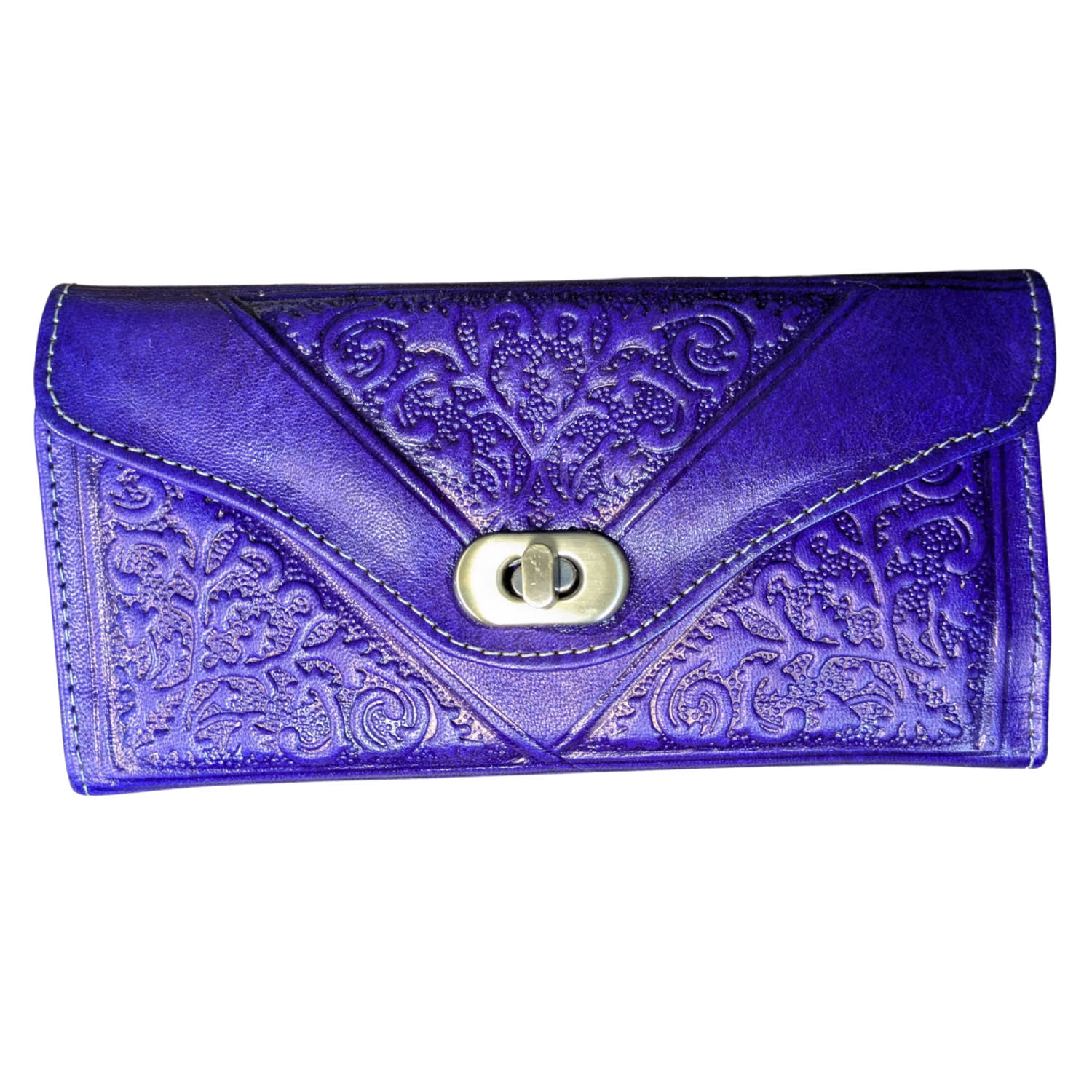 Women's Purple Leather Tri-Fold Purse Violet | One Size | Berber Leather