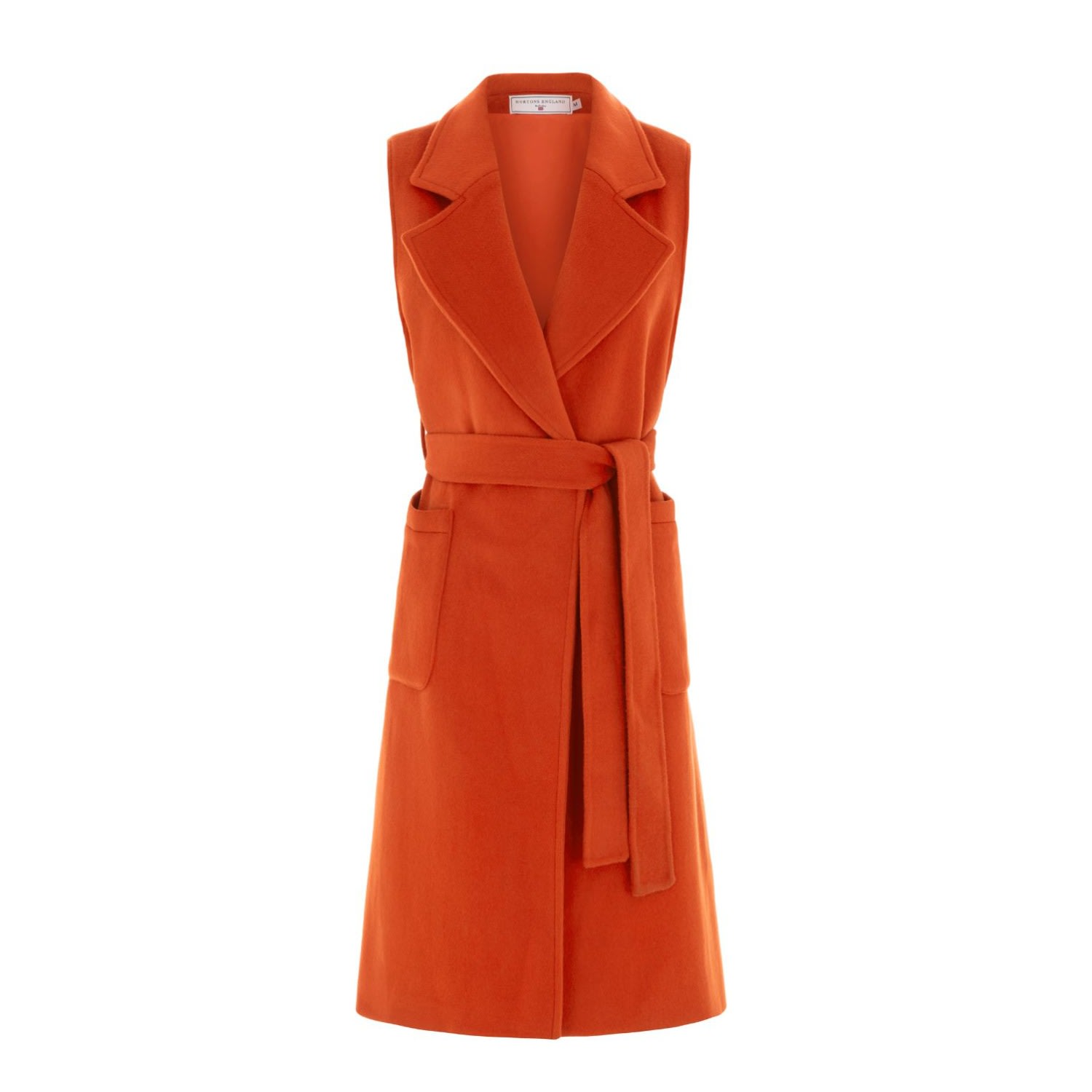 Hortons England Women's Yellow / Orange The Knightsbridge Sleeveless Double Breasted Coat Burnt Orange In Yellow/orange