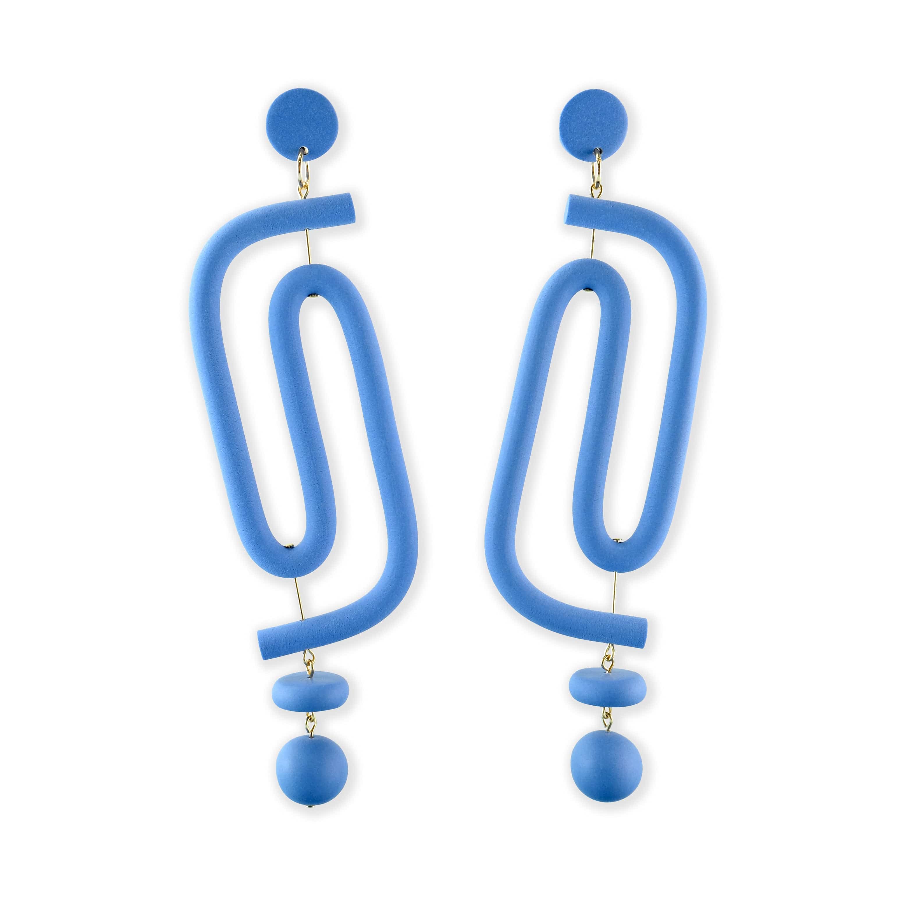 By Chavelli Women's Labyrinth Dangly Statement Earrings In Cornflower Blue