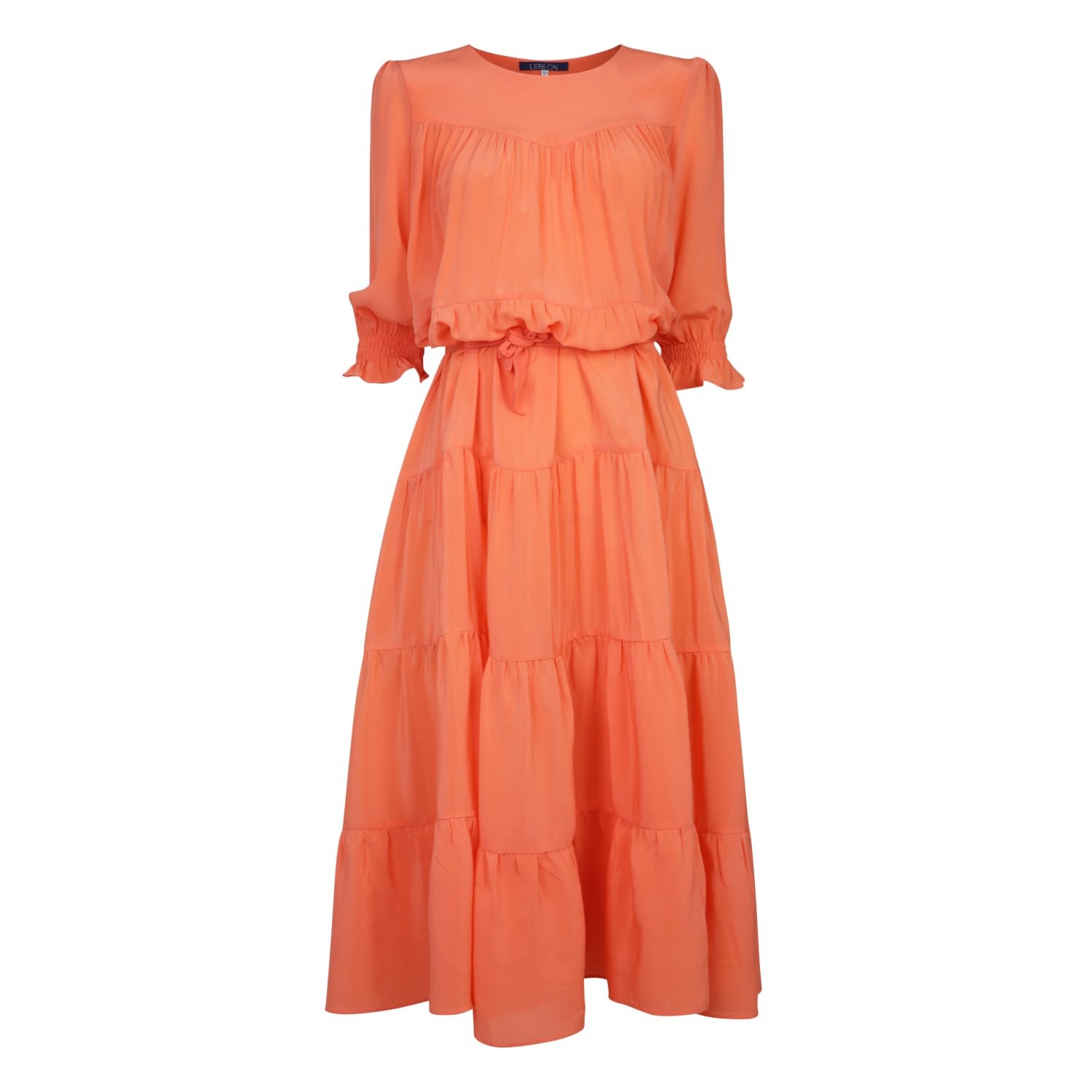 Women’s Yellow / Orange Pompeia Silk Tier Dress - Yellow & Orange Large Leblon London