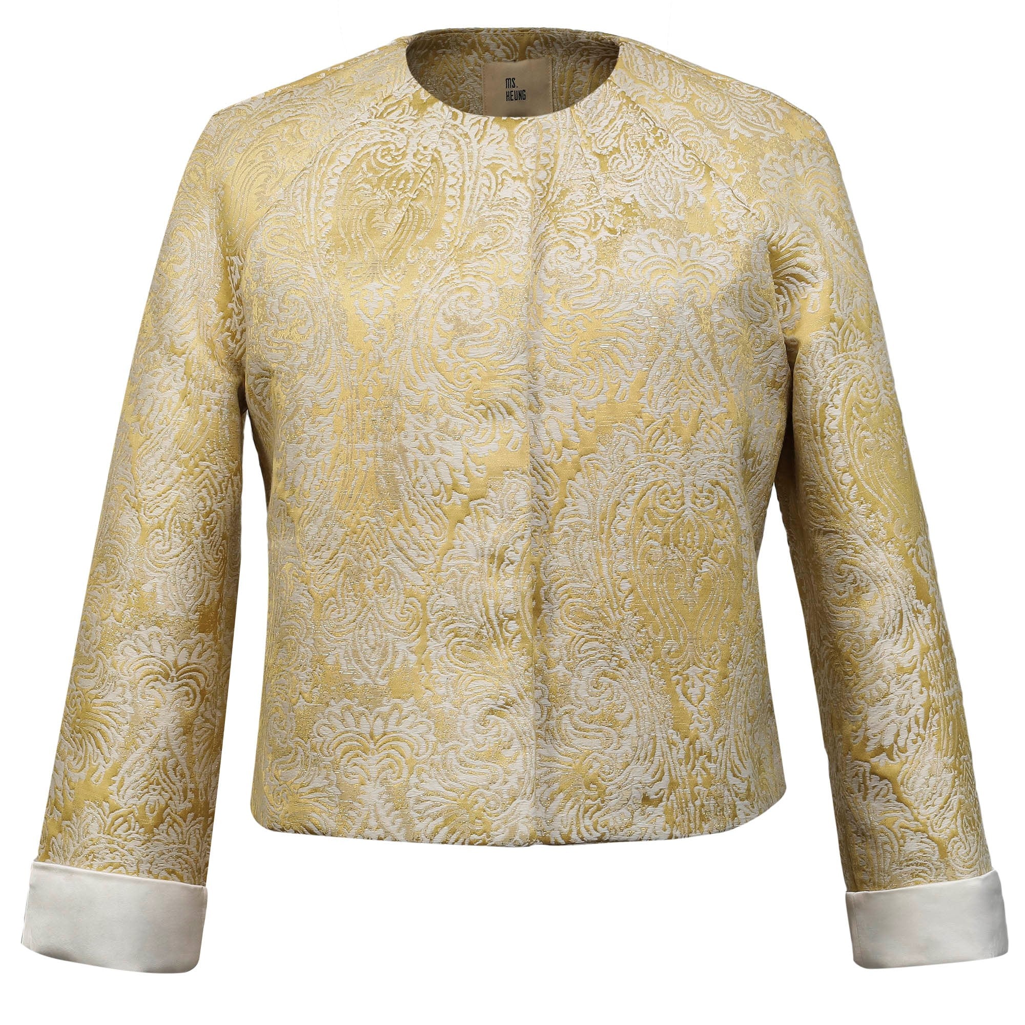 Women's Brocade Short Jacket - Yellow | Medium | Smart and Joy