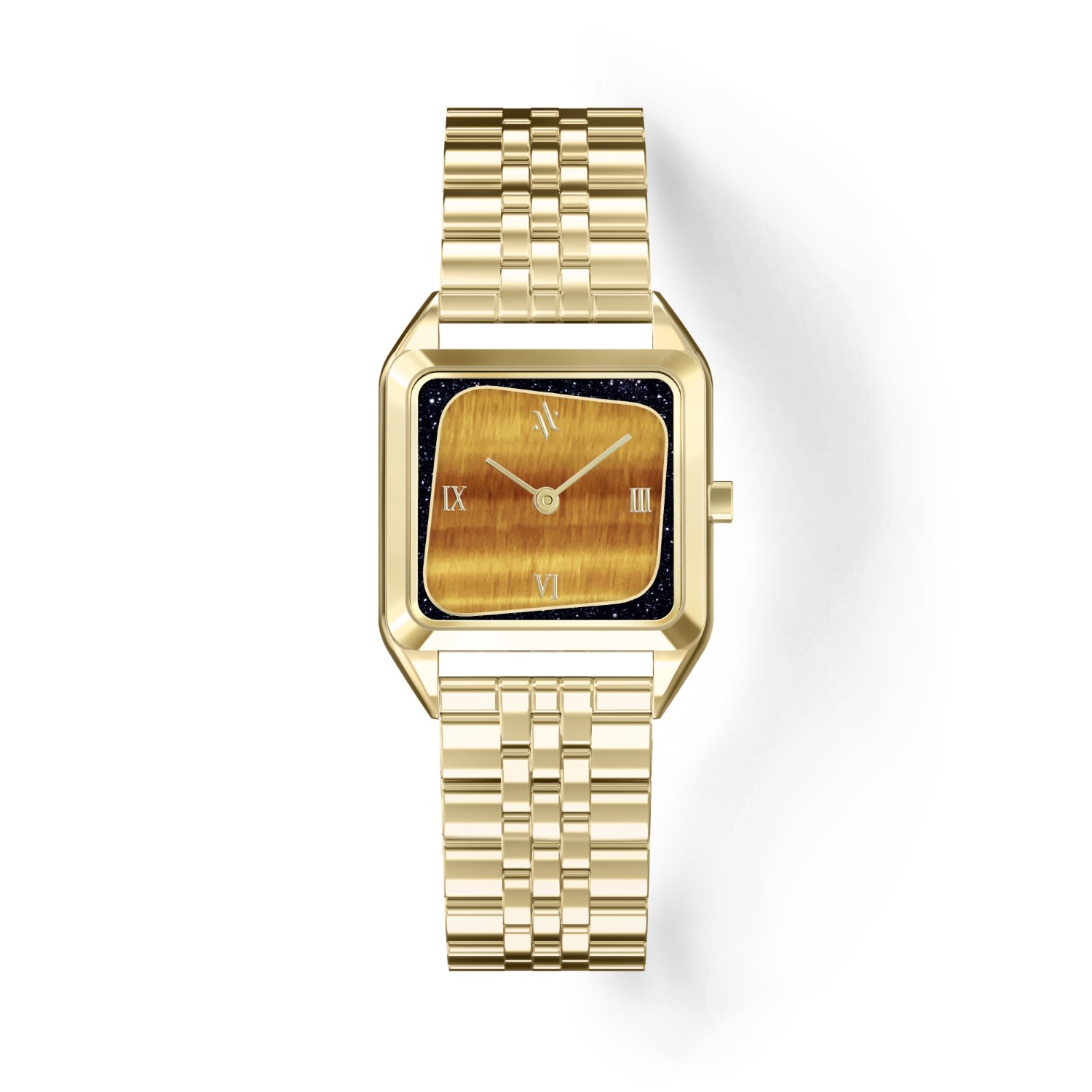 Shop Vanna Women's Gold / Black / Brown Geminus Sandstone & Tiger's Eye Watch - Gold In Gold/black/brown
