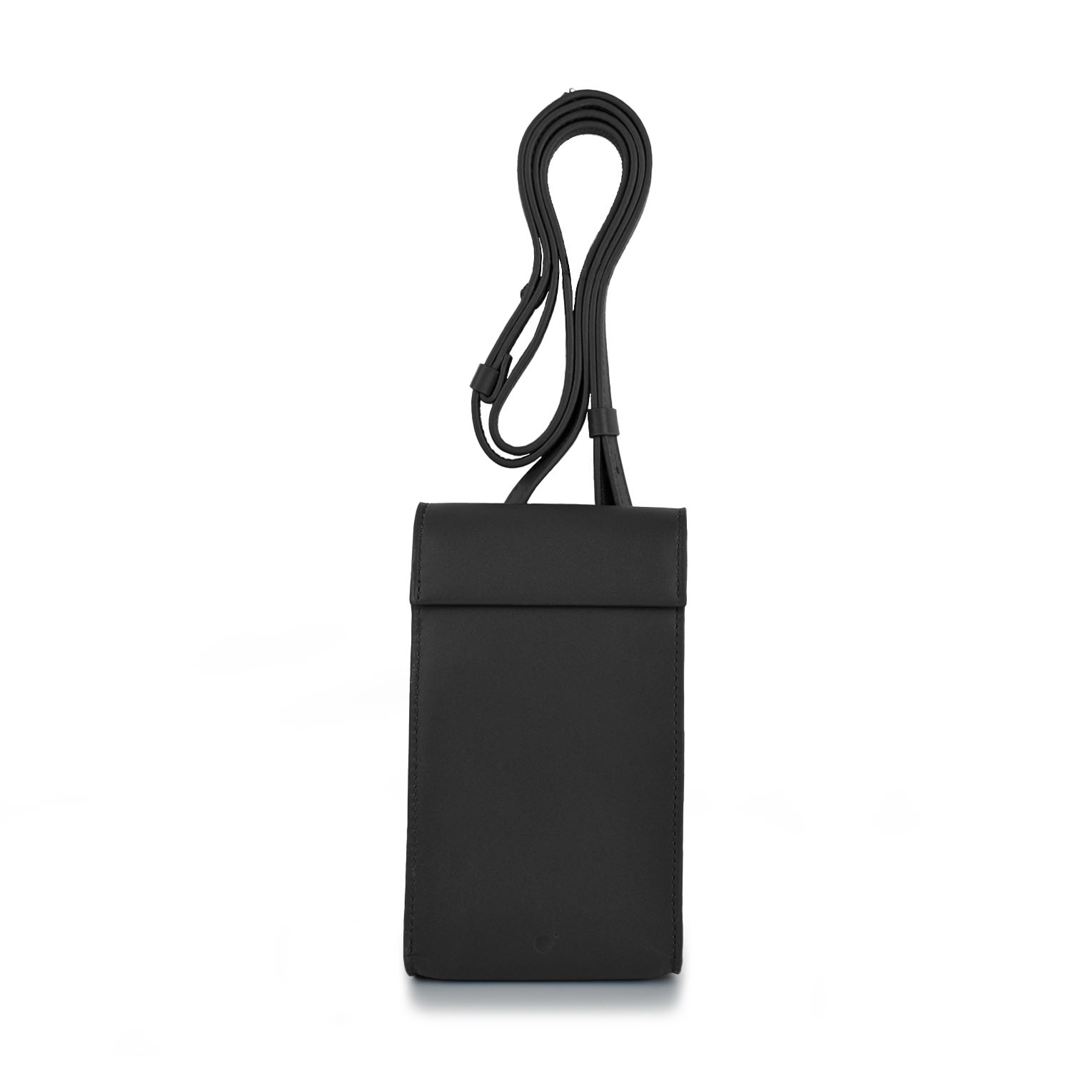 Godi. Men's Handmade Adjustable Leather Phone Bag With Pocket - Black In Black