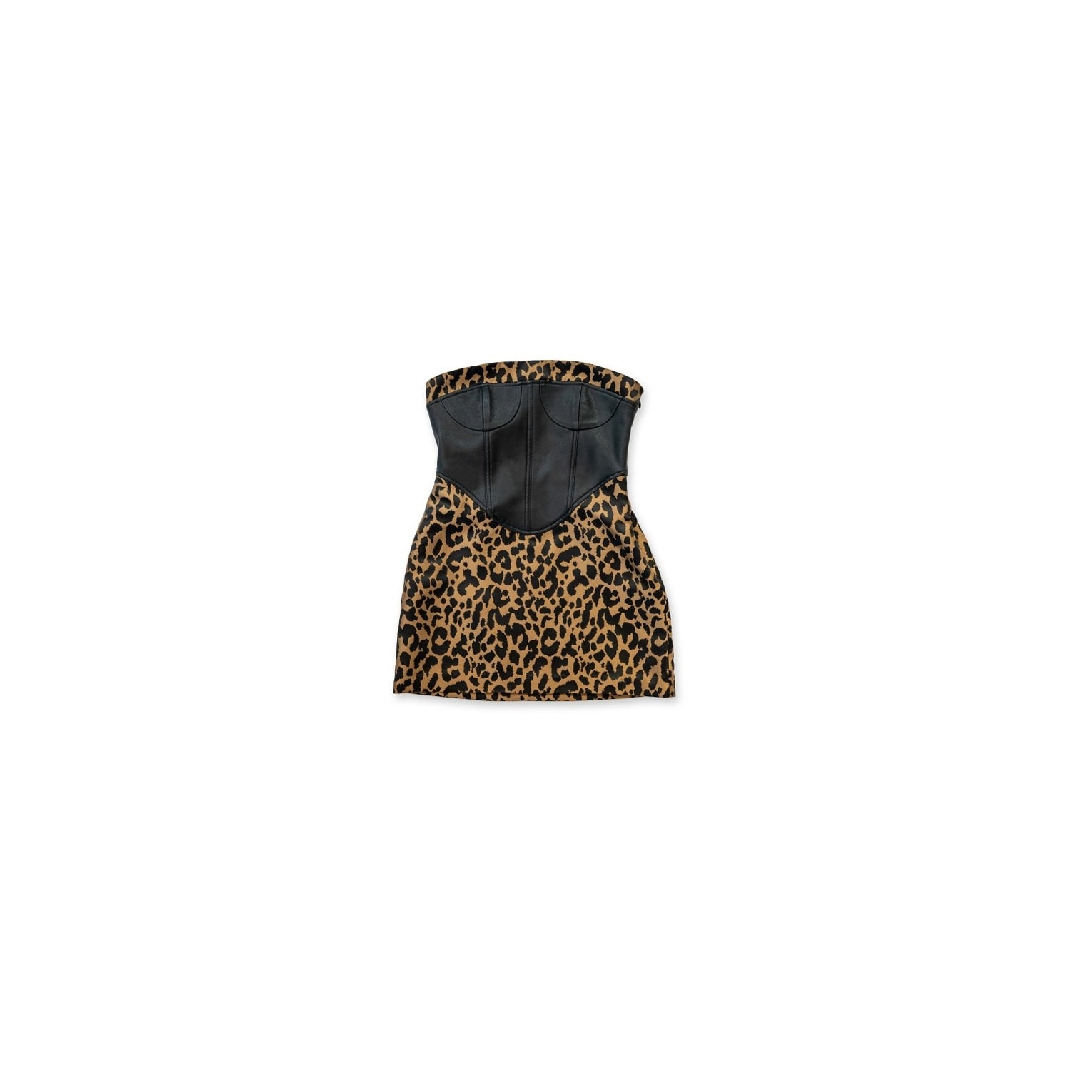 Circular Path Women's Brown / Gold Donna Strapless Dress - Leopard-black In Brown