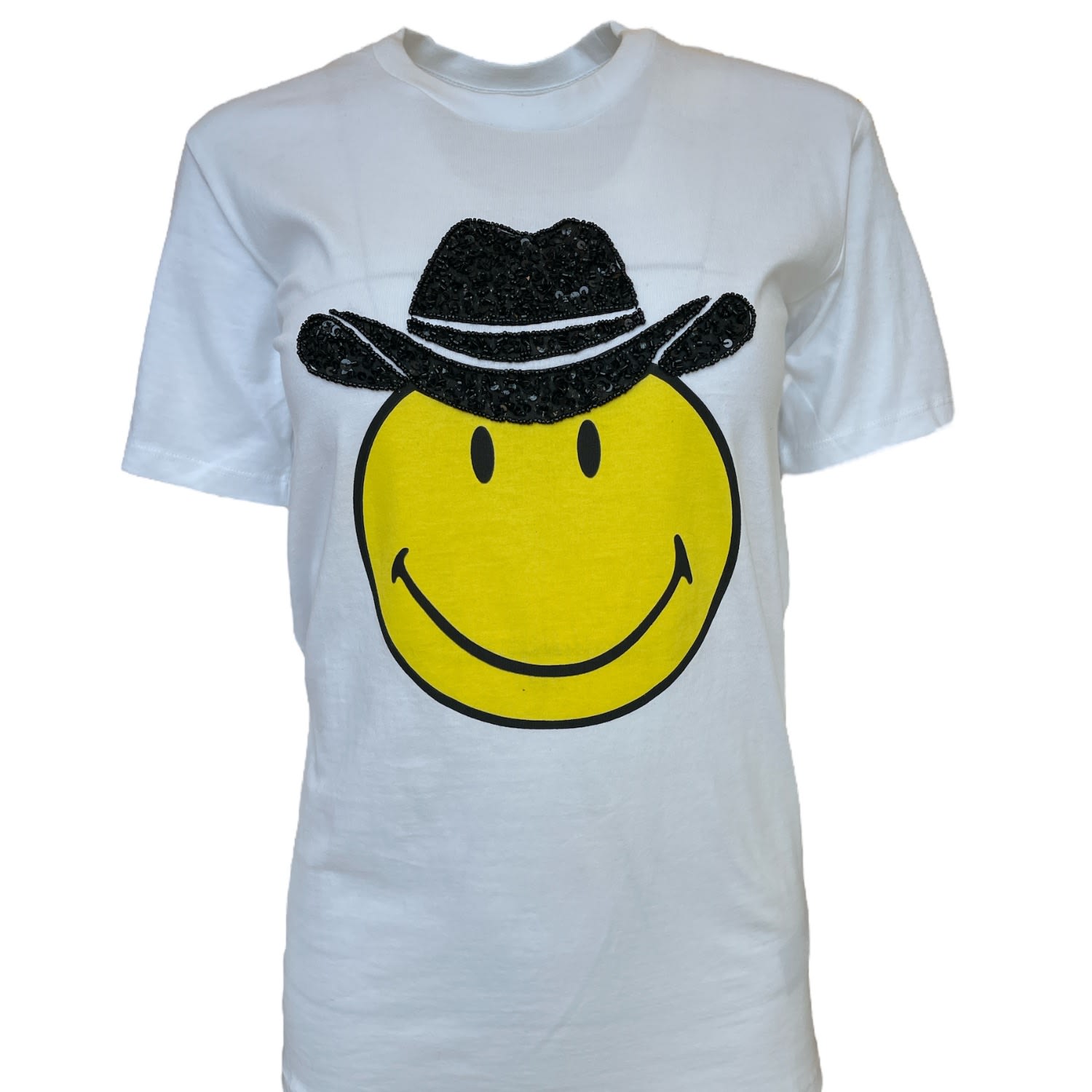 Women’s White / Black / Yellow Any Old Iron X Smiley Cowboy White T-Shirt Xxl