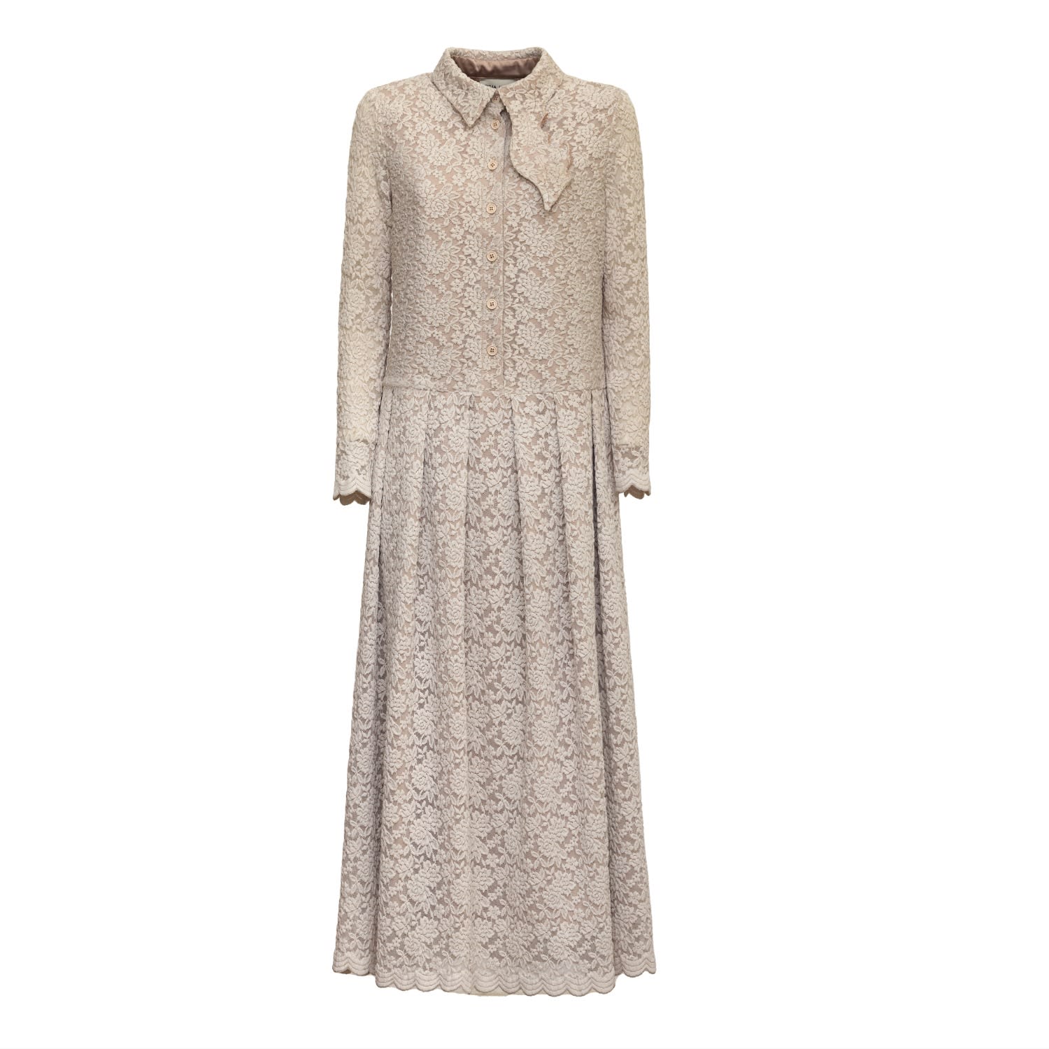 Julia Allert Women's Neutrals Feminine Lace Shirt Dress With Half-placket Beige In Beige