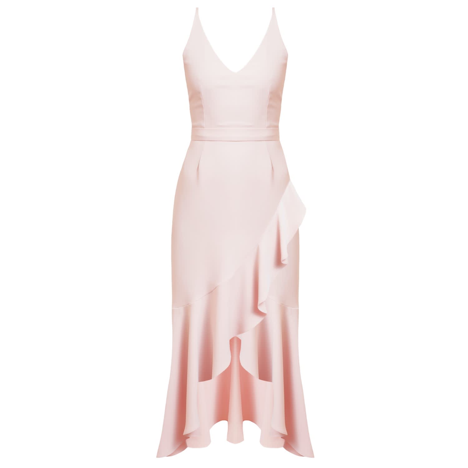 pastel pink midi dress