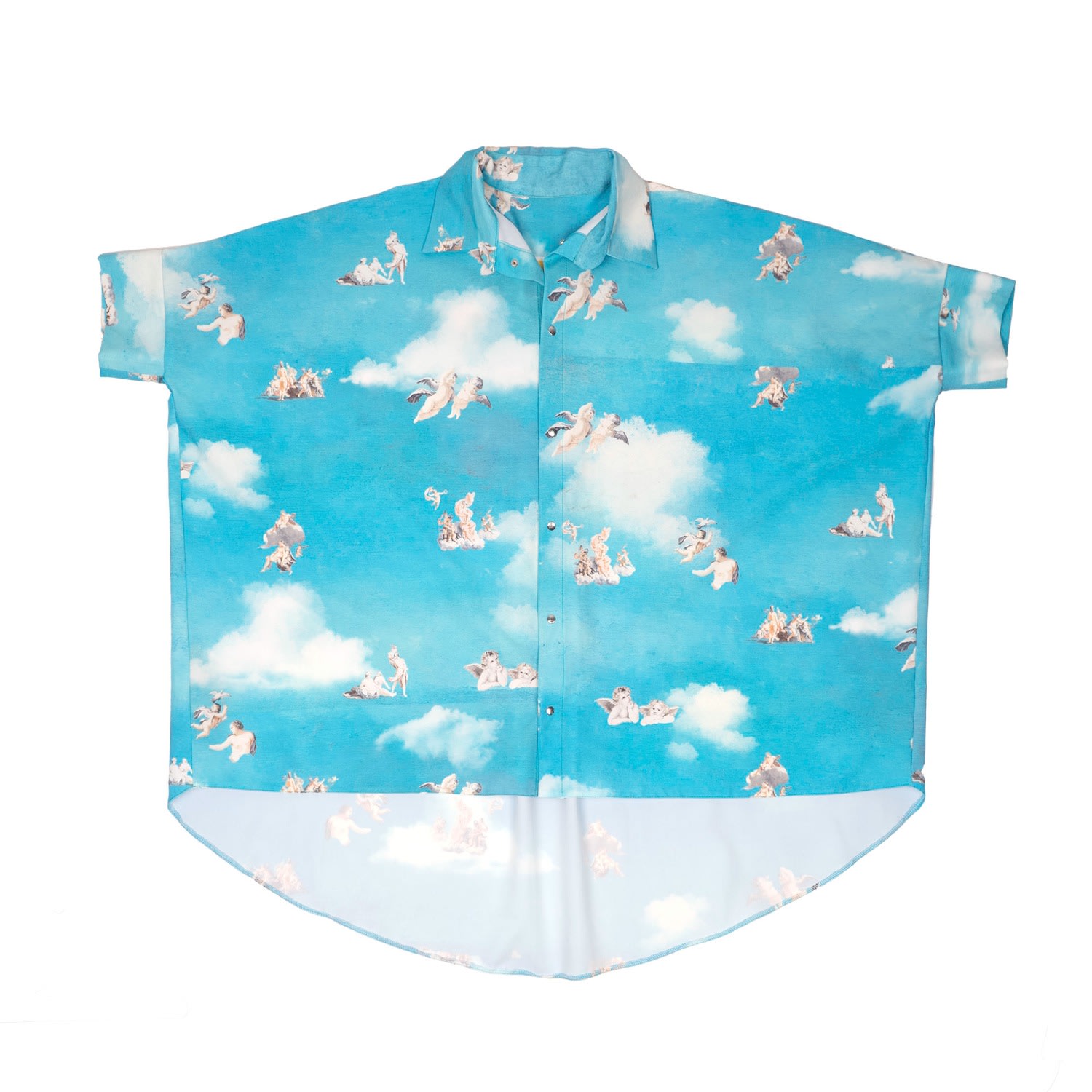 Women’s Blue Oversized Shirt In Turquoise With Clouds Print One Size Mysimplicated