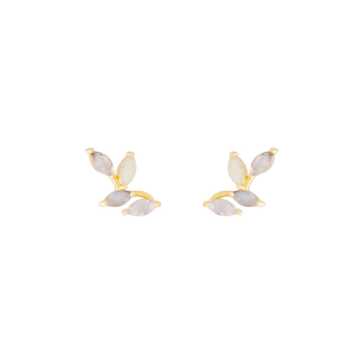 Women’s Gold / White Padma White Flowers Earrings Lavani Jewels