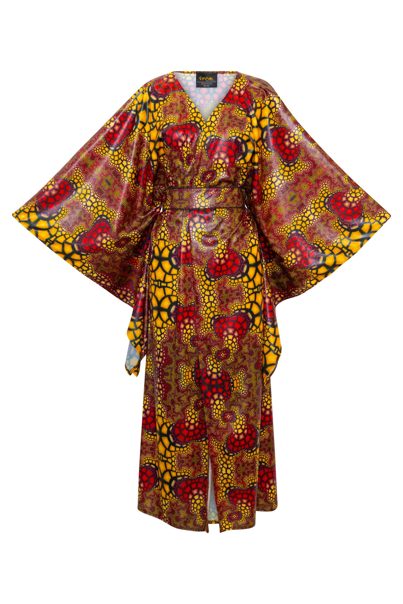 Byvinnik Women's Black / Red / Yellow Bohémienne Kimono Robe In Disco Inferno In Multi