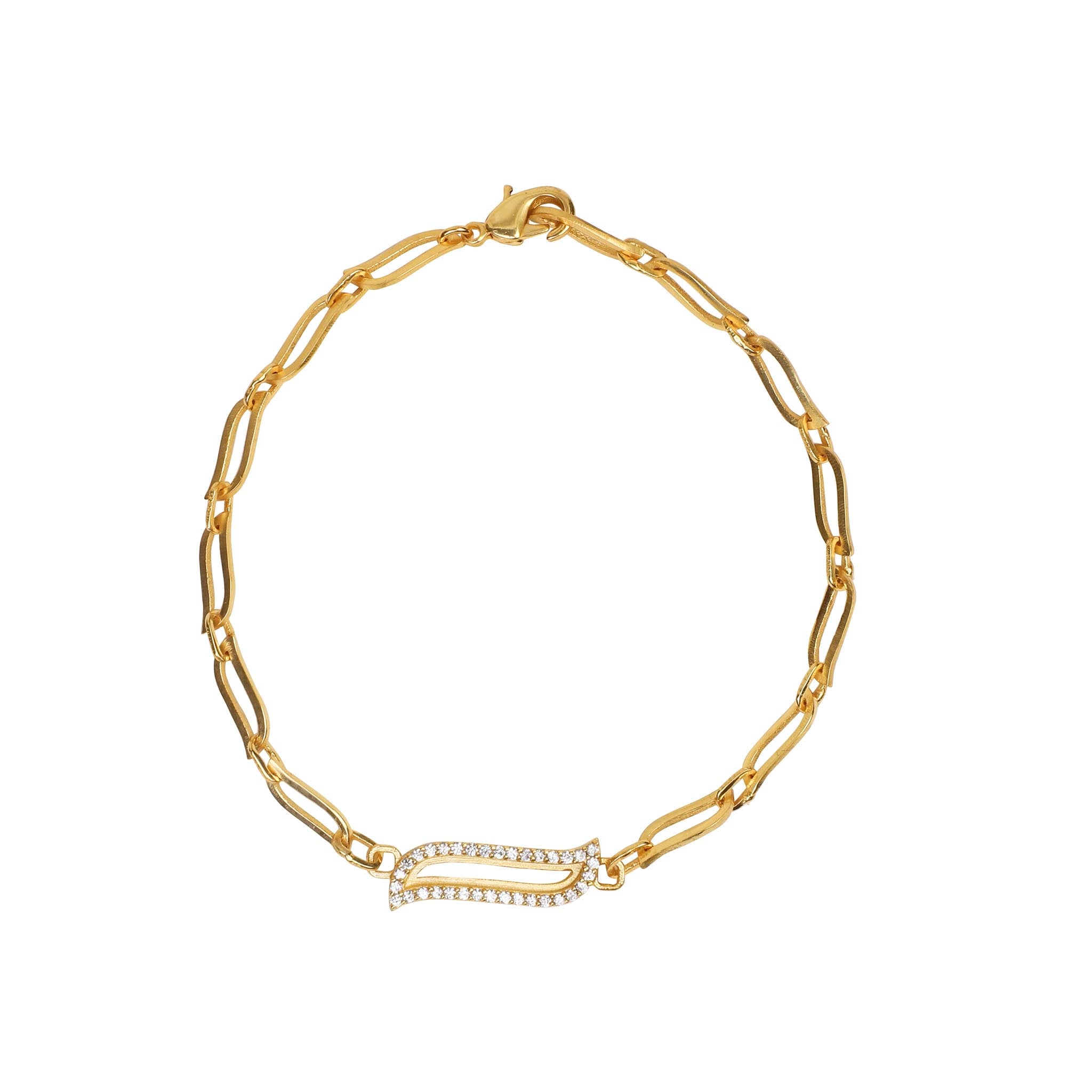 Lila Rasa Women's Gold Link Bracelet - Cubic Zirconia Wave Symphony In Gold