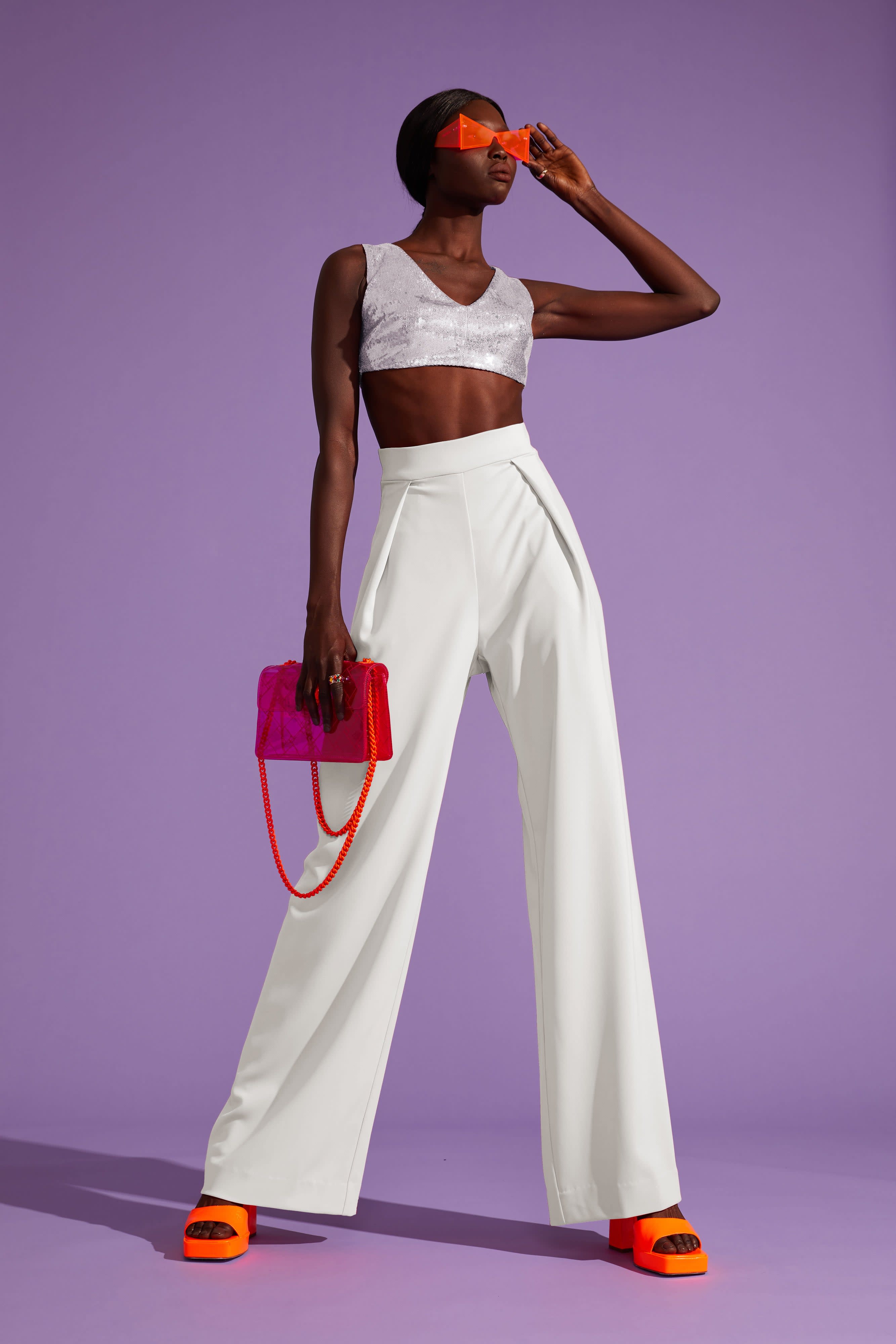 WIDE-LEG HIGH-WAIST TROUSERS - Oyster-white