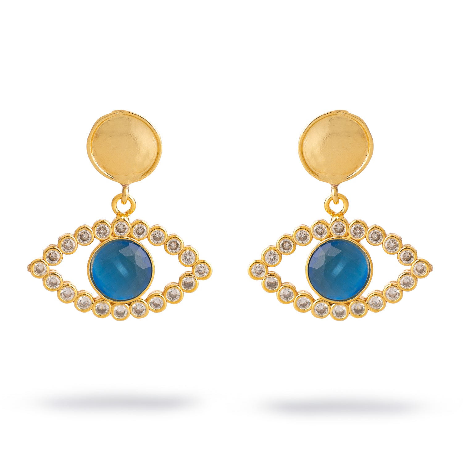 Ebru Jewelry Women's Gold / Blue Sapphire Dream Eye Earrings - Blue In Gold
