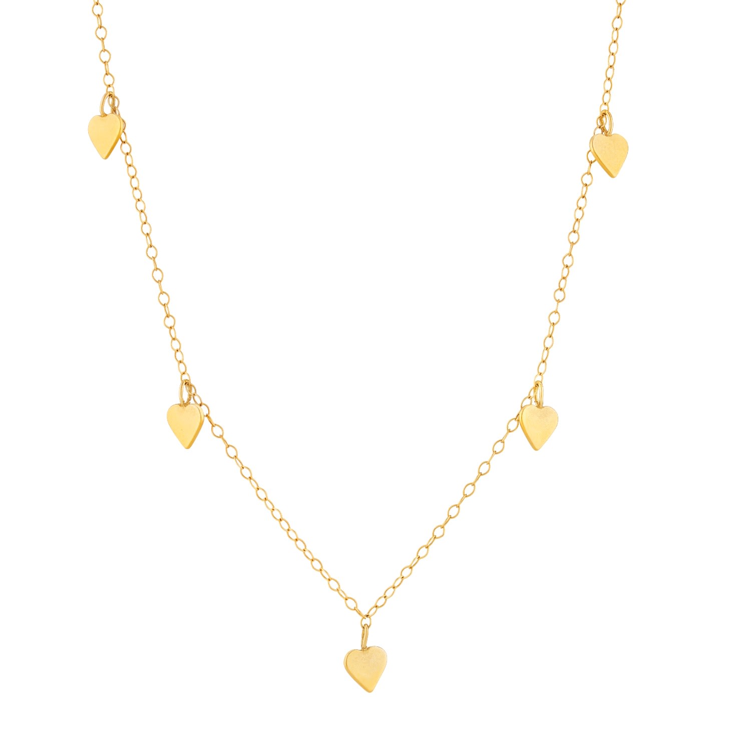 Women’s Yellow Gold Plated Heart Station Necklace Posh Totty Designs