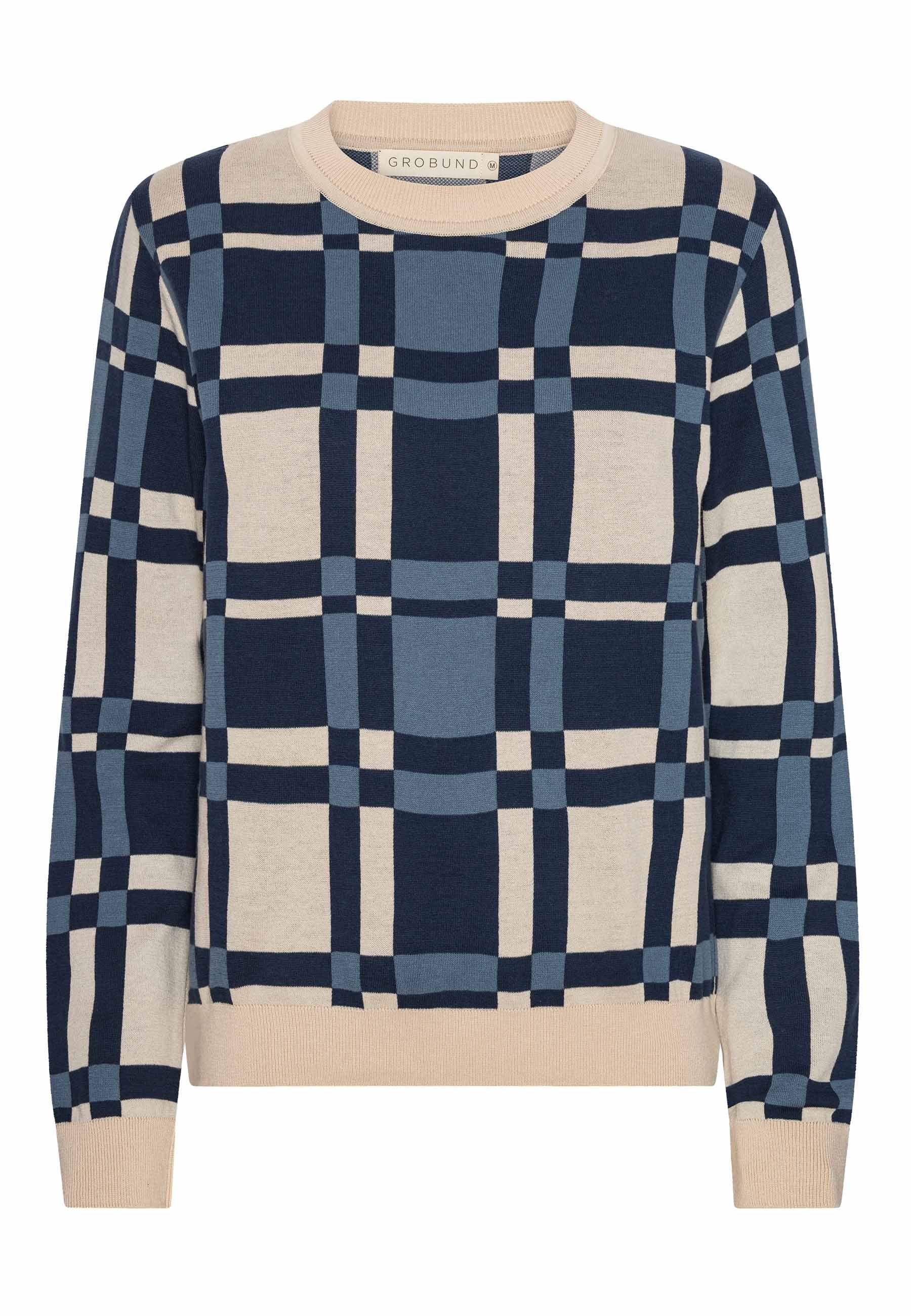 Grobund Women's  Frida Knitted Blouse - The One With Blue Checks