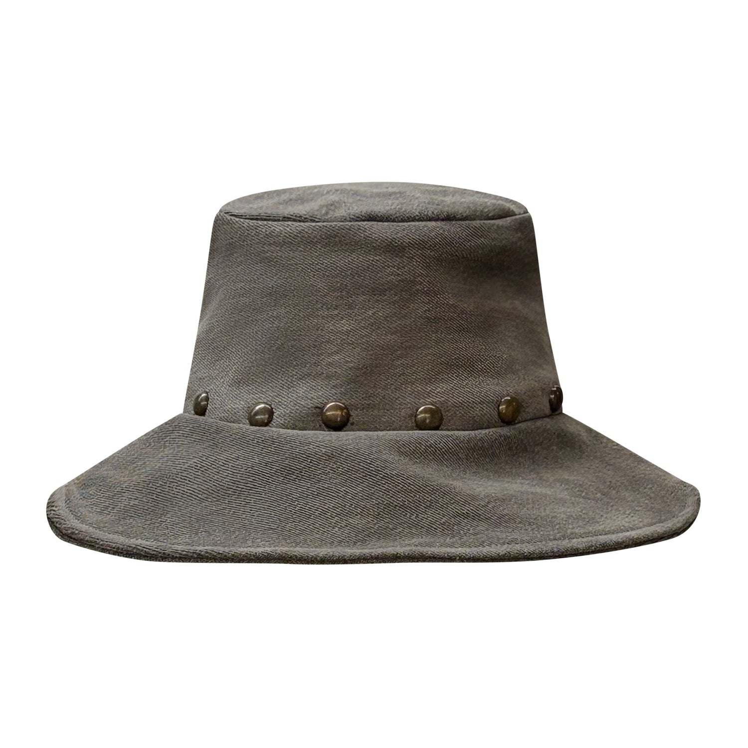 Deborah Lindquist Eco Lifestyle Women's Grey Studded Distressed Black Denim Bucket Hat