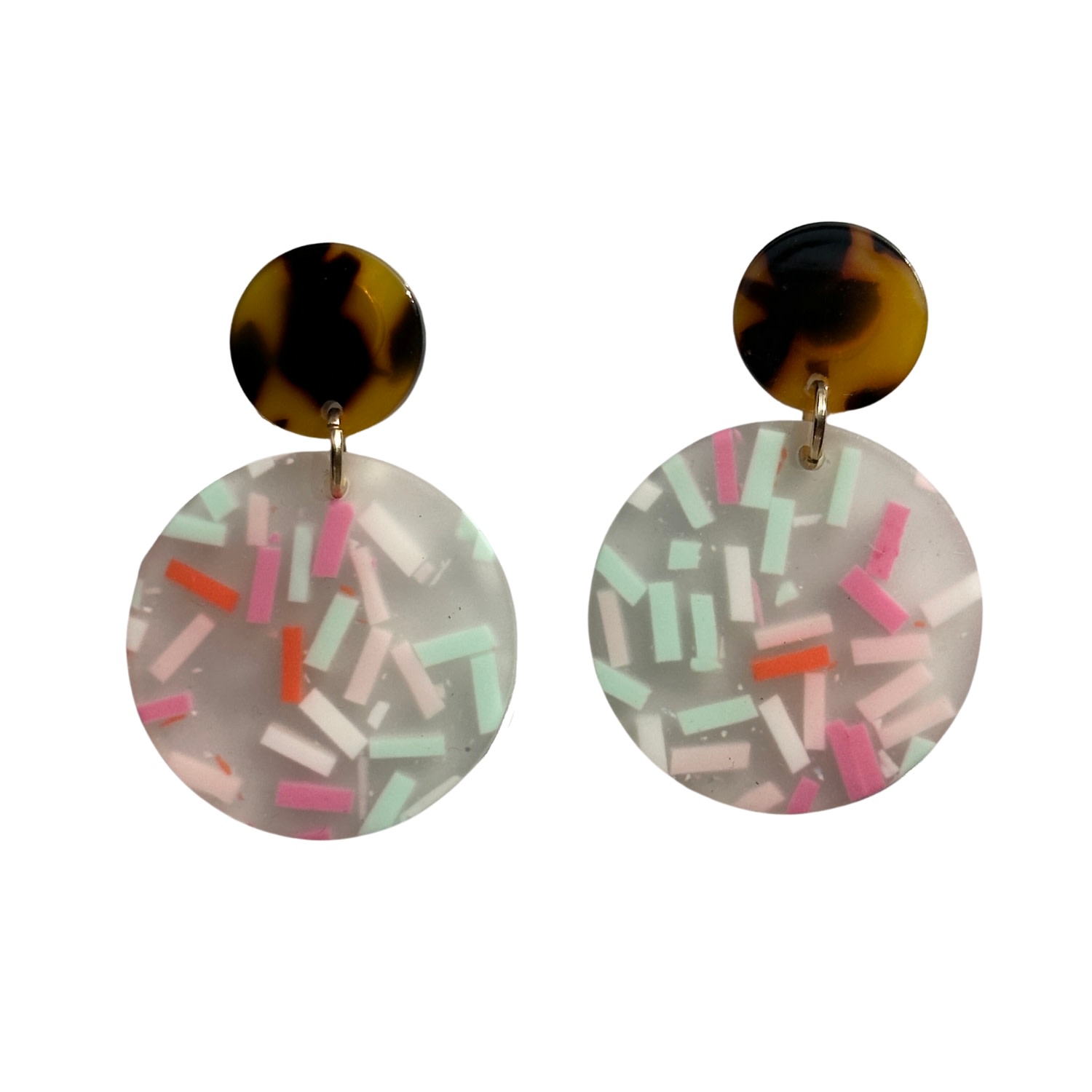 Women’s Green / Pink / Purple Circle Drop Earrings In Pastel Sprinkle With Tortoise Stud Closet Rehab