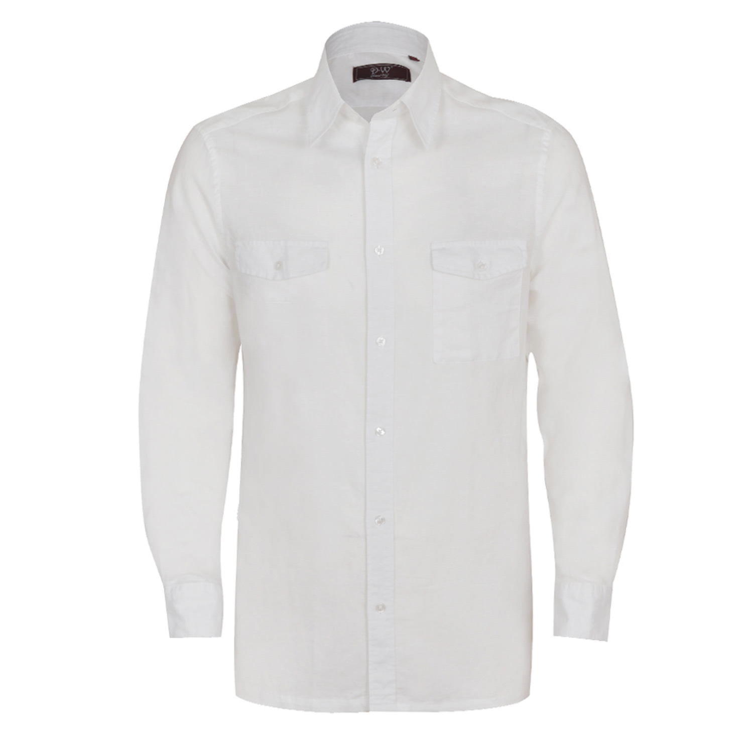 David Wej Men's Hugo Linen Front Pocket Shirt - White In White
