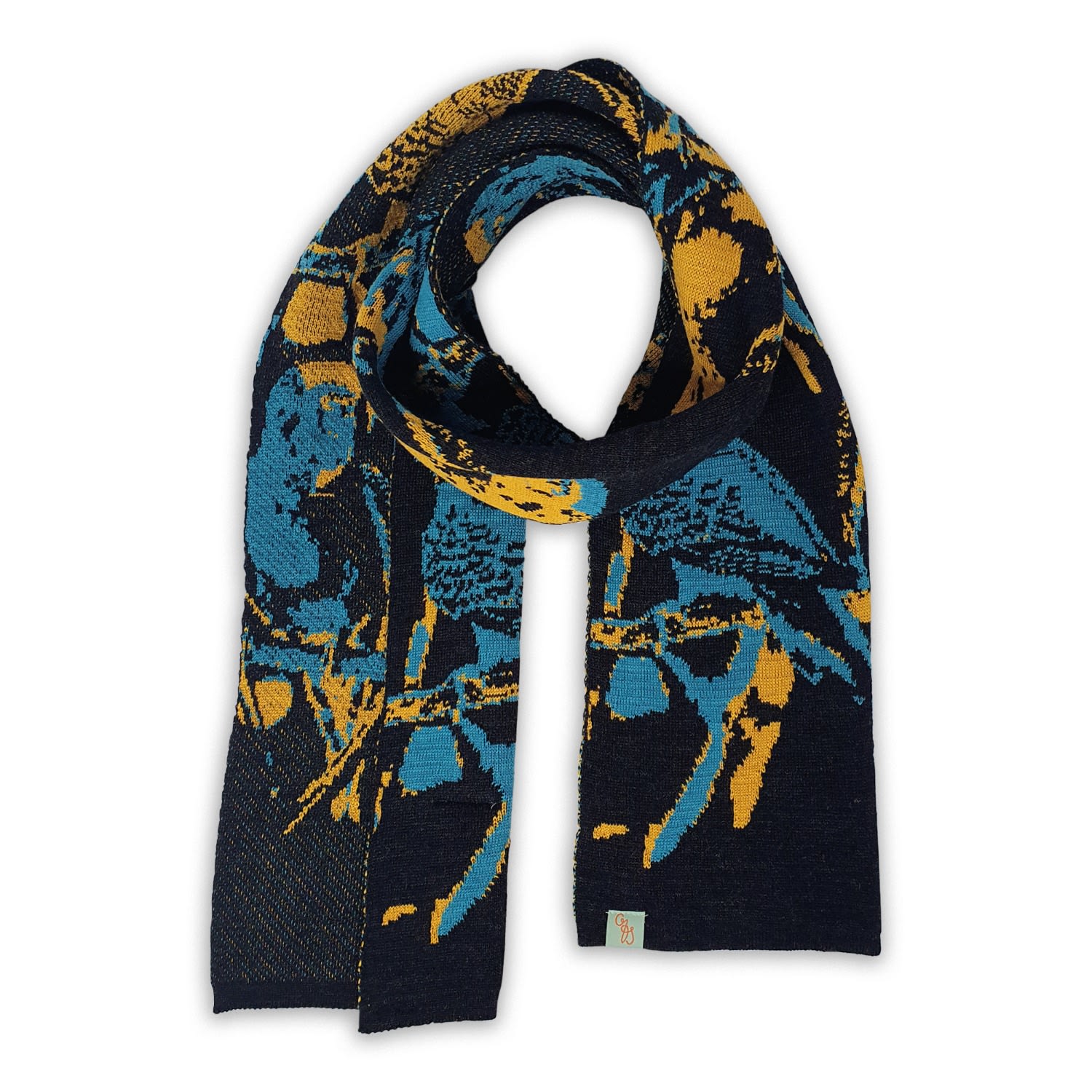 Otto & Spike Men's Blue / Yellow / Orange Scarves - Budgie - Azure Blue, Mustard Yellow In Multi