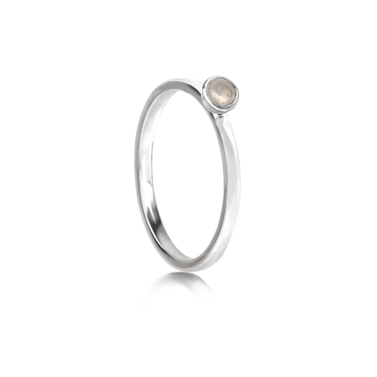 The Jewellery Store London Women's White / Silver June Birthstone Stackable Ring With Moonstone In Sterling Silver