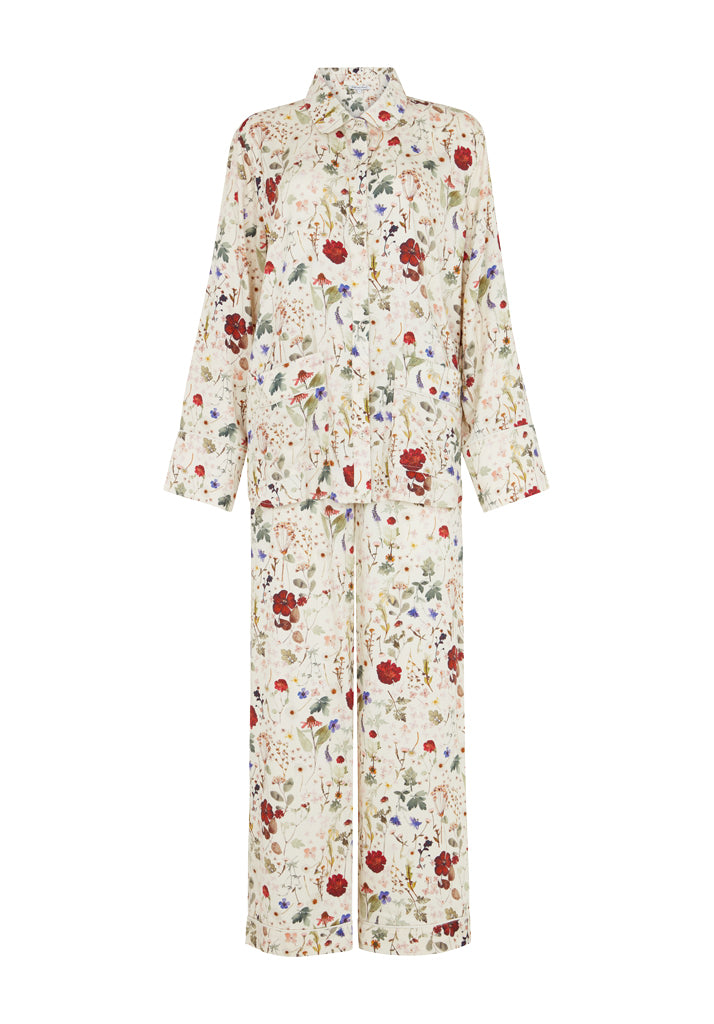 Lily And Lionel Women's White Evie Pressed Floral Pyjama Set In Cream In White