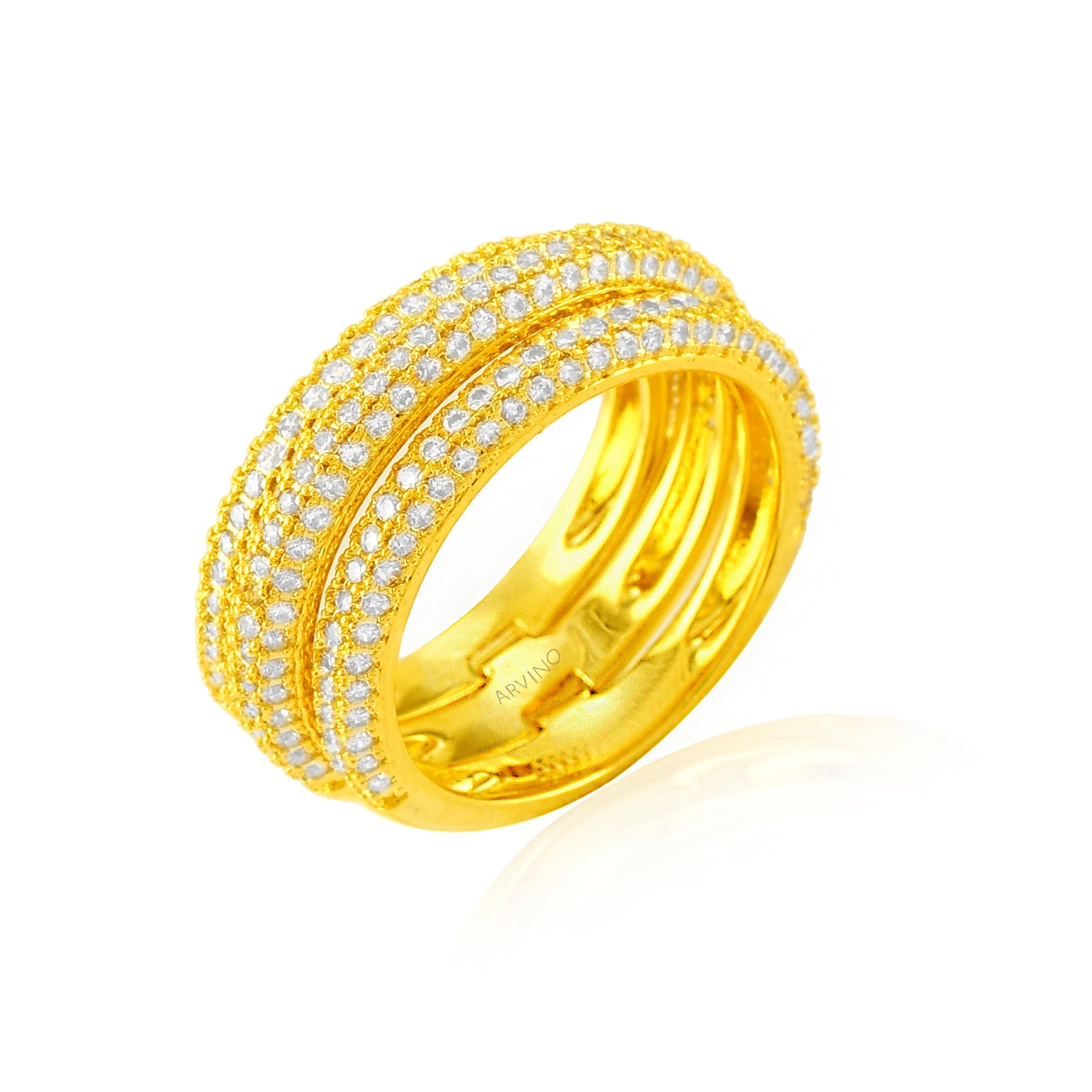 Arvino Women's Studded Stack Ring Gold Vermeil