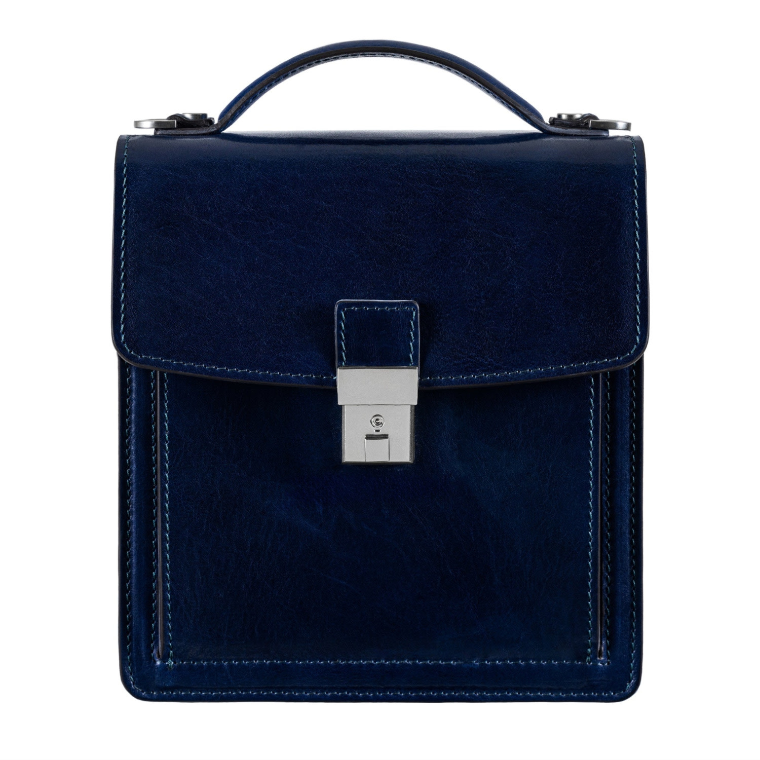 Time Resistance Men's Small Blue Leather Briefcase - Walden In Blue