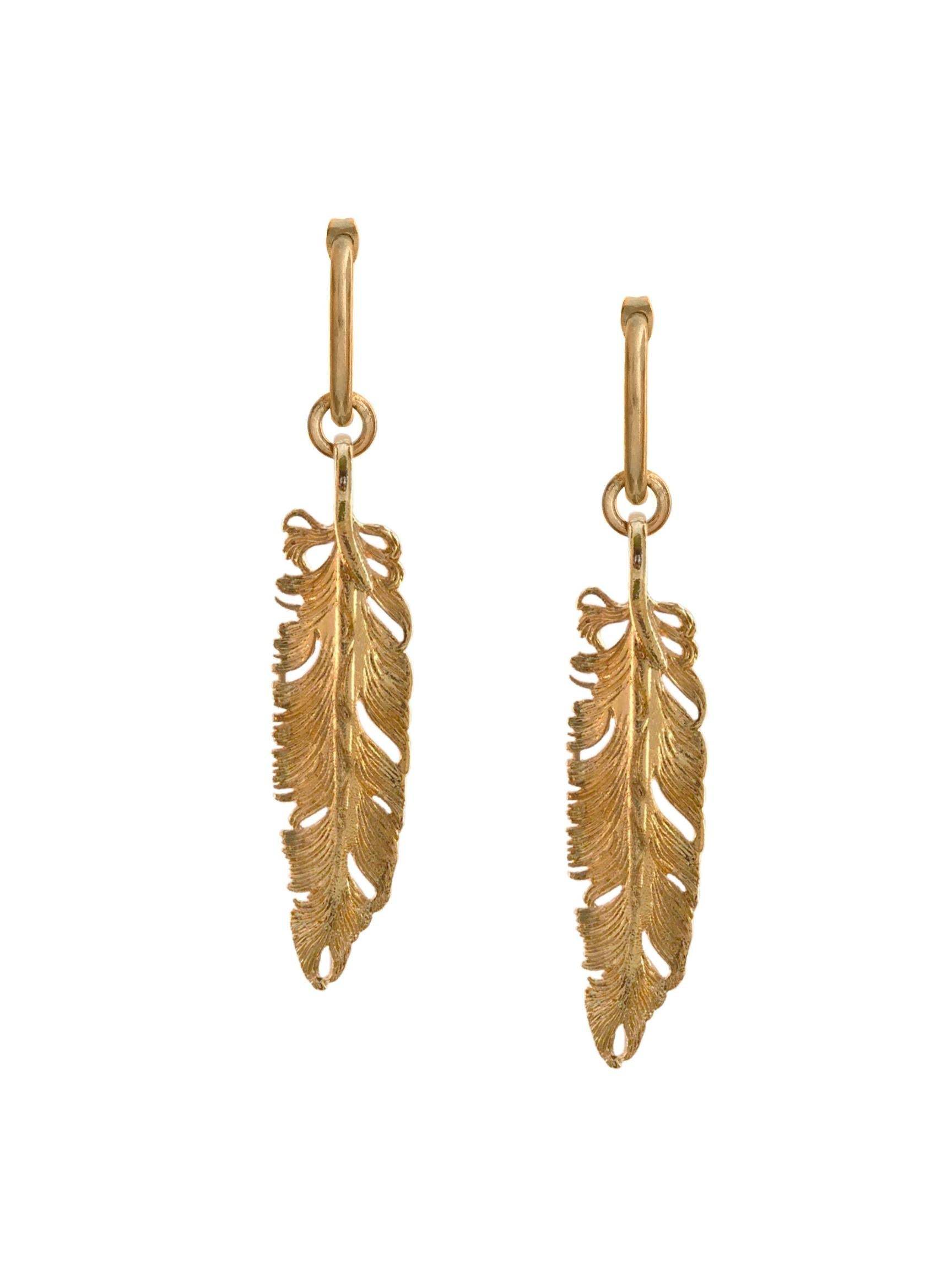 Jaredjamin Women's Gold Plume Dangle Post Earrings