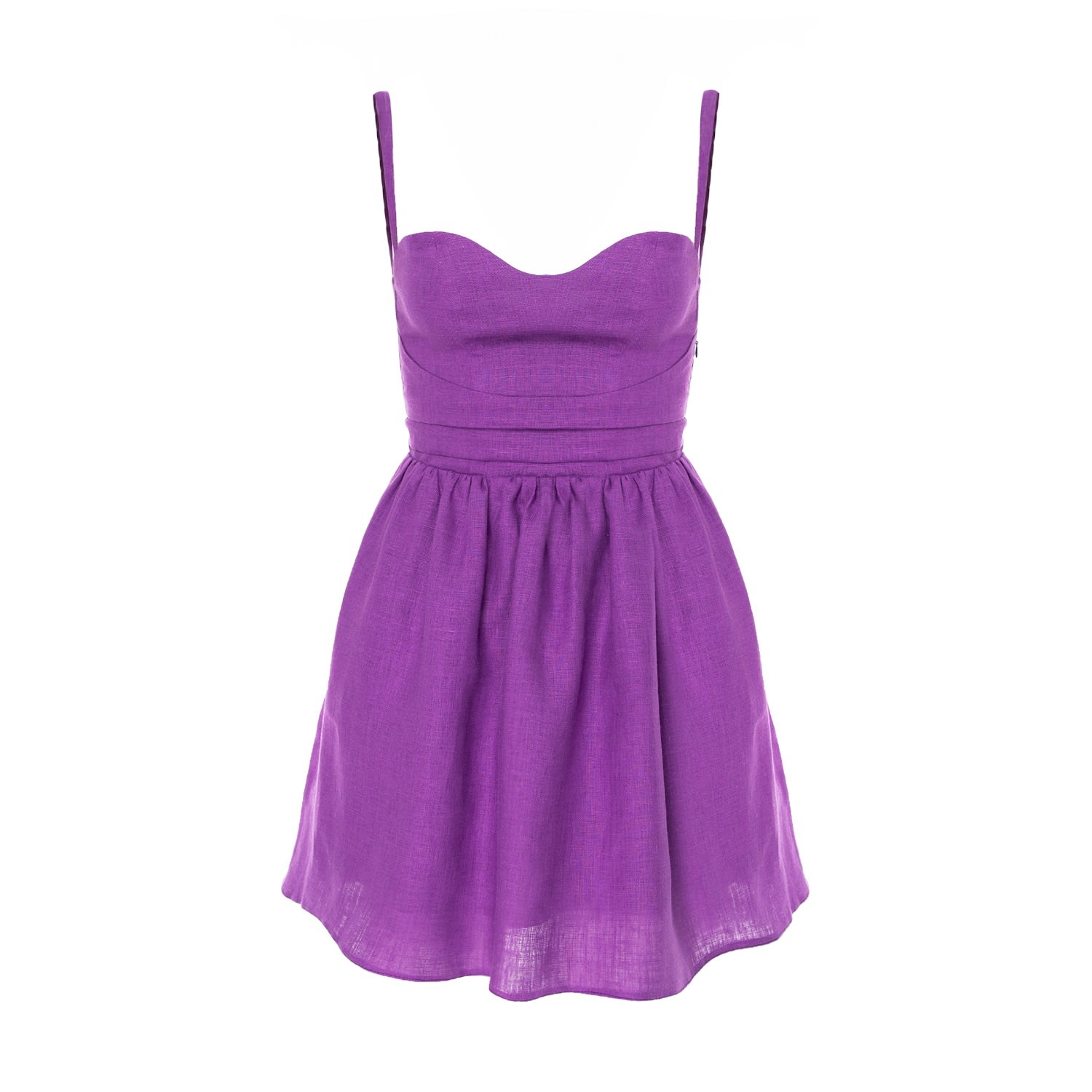 Women’s Pink / Purple Linen Gathered Mini Dress With Straps Extra Large Avenue no.29