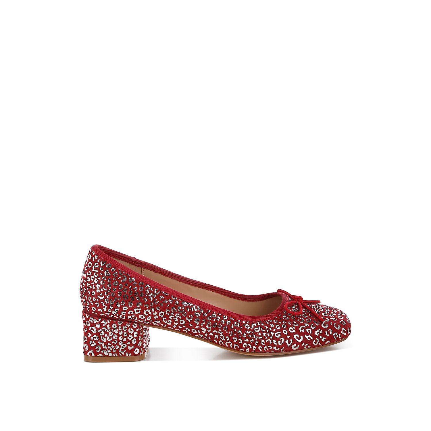 Rag & Co Women's Ningen Leopard Print Block Heel Ballerinas In Dark Red By