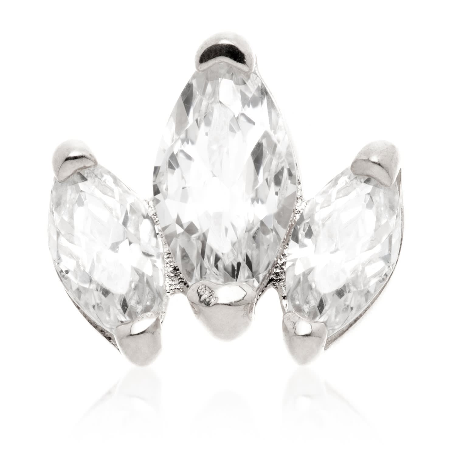 Tish Lyon Women's Clementia 14ct Solid Gold Triple Marquise Cluster Flatback Stud - White Gold