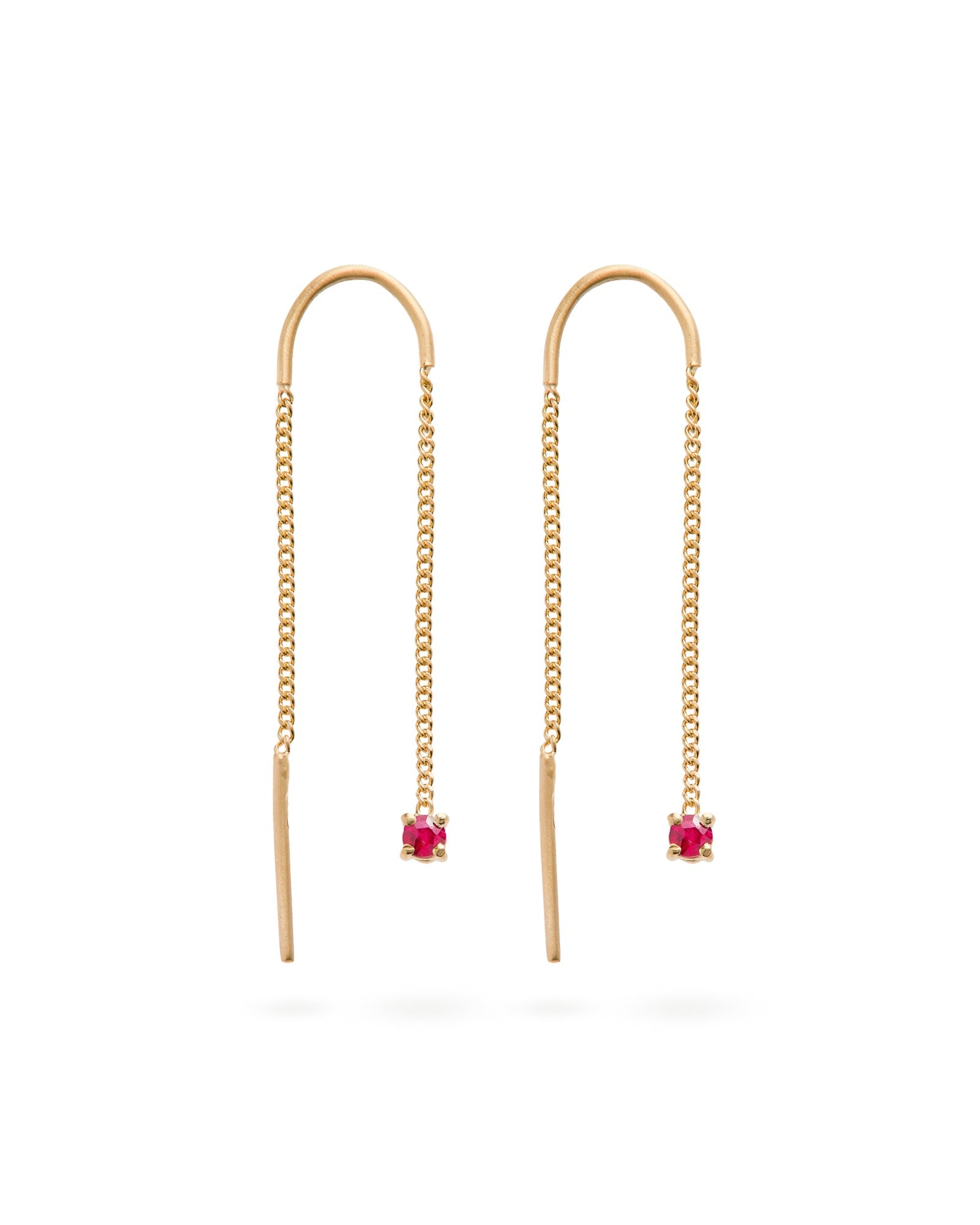 Eloise Jewelry Women's Red Connection Chain Threader Earrings Ruby In Red
