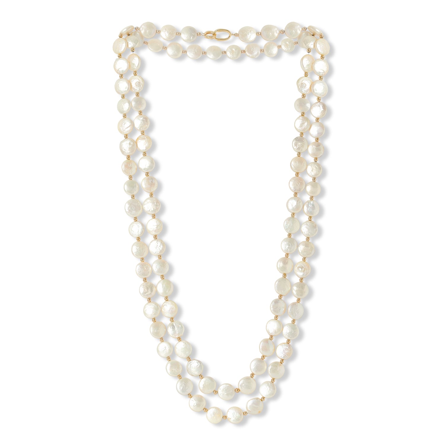 Pearls Of The Orient Online Women's Decus Champagne Cultured Freshwater Pearl Loop Necklace With Gold Plate Beads