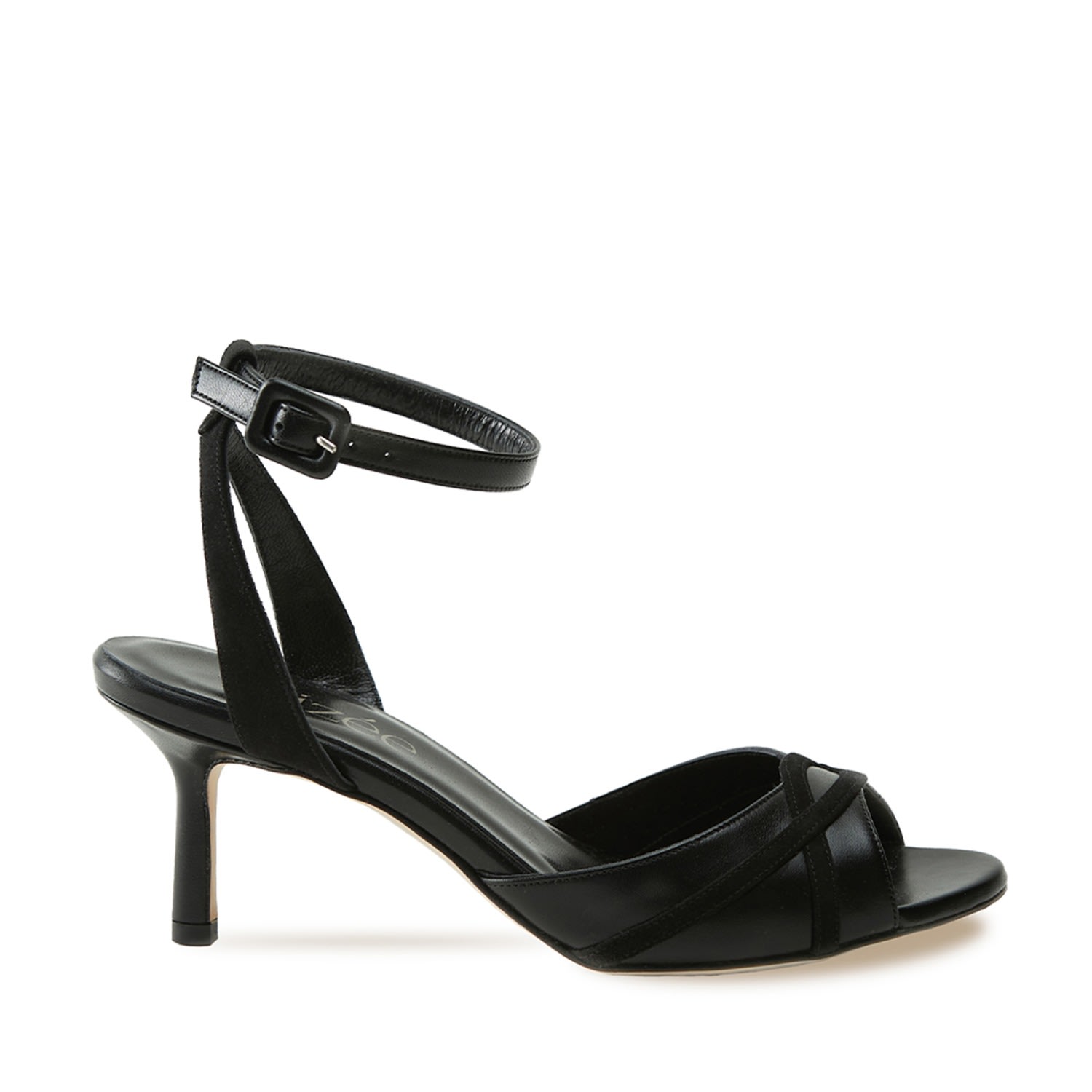 Elizee Women's Aria Nappa Leather Kitten Heel Sandal - Black In Black