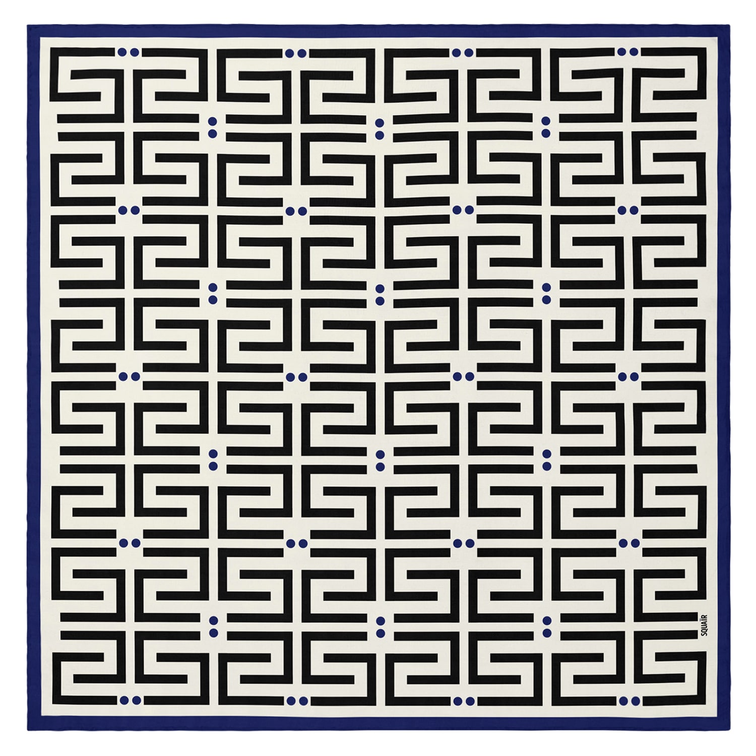 Women's Blue / Black / Neutrals Signature Gallery White Square Silk Scarf | Squaïr