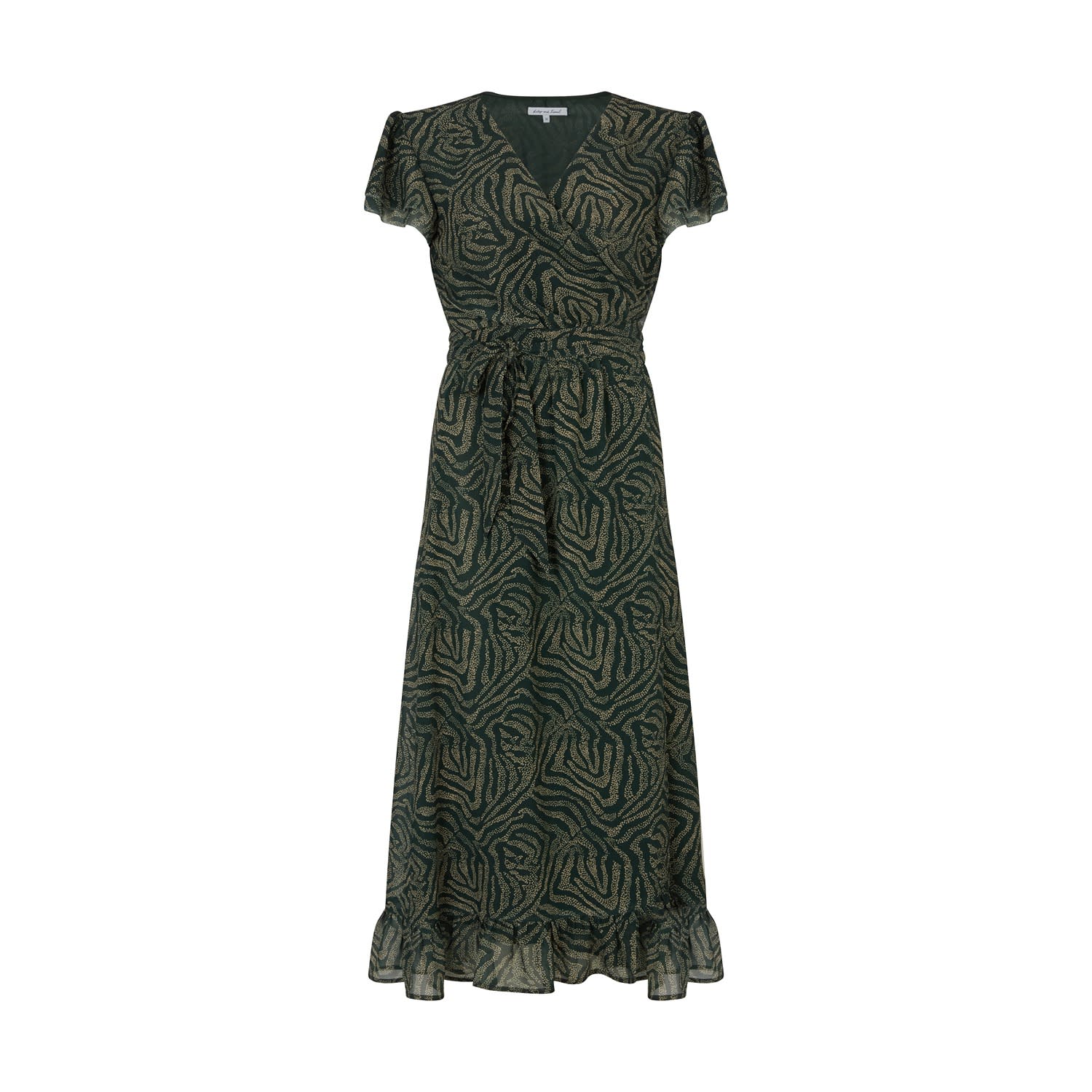 Lily And Lionel Women's Green / Black Devina Ruffle Detail Zebra Print Maxi Dress In Black In Multi