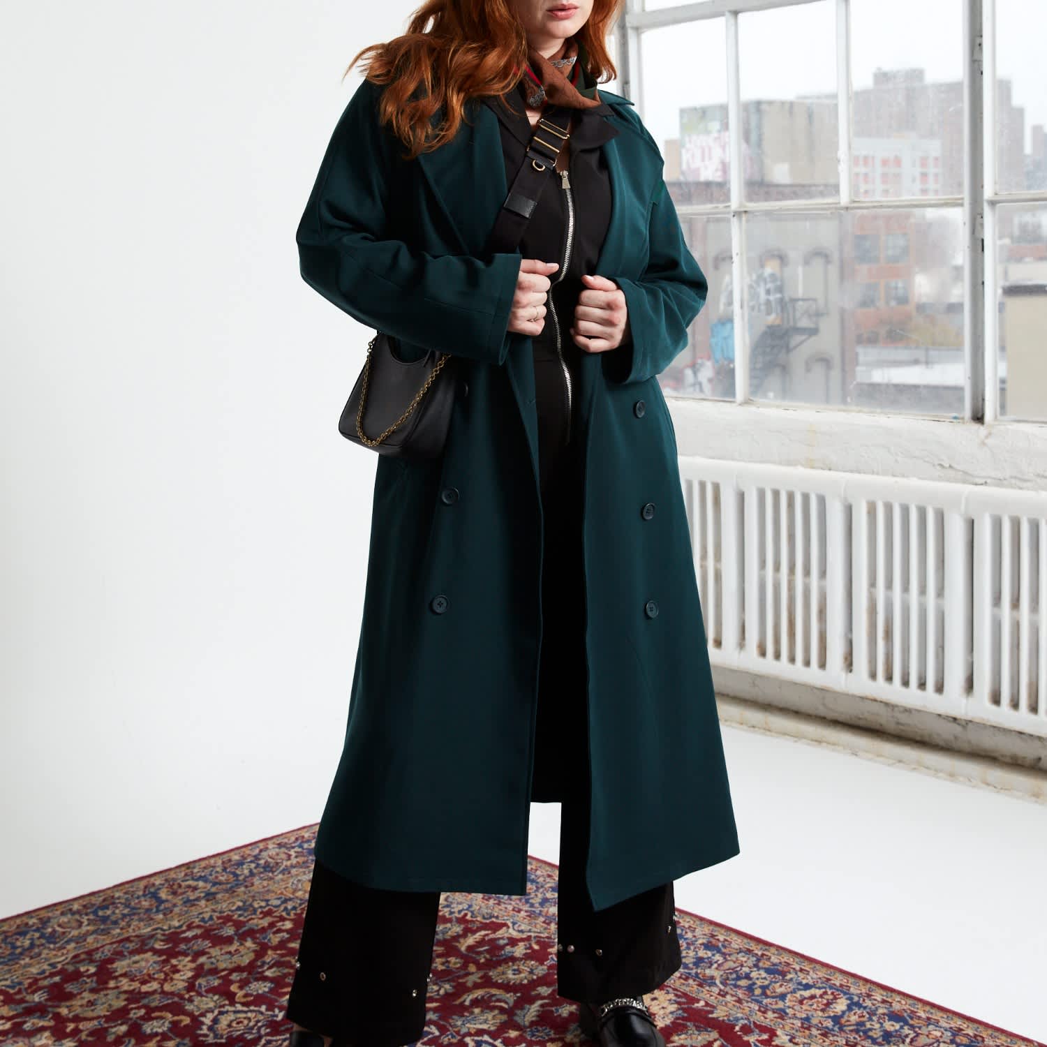 ジャケット・アウター willfully quilting trench detail coat hunter-