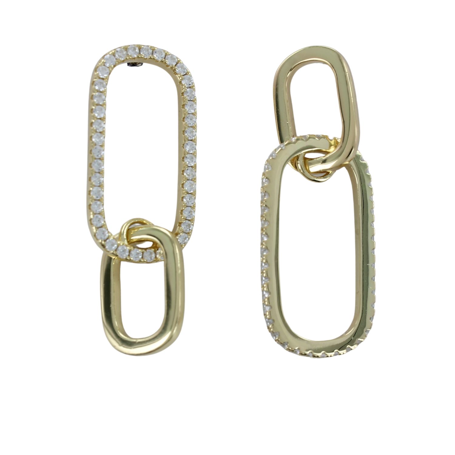 Reeves & Reeves Women's Silver Sparkly Gold Plate Paperclip Earrings