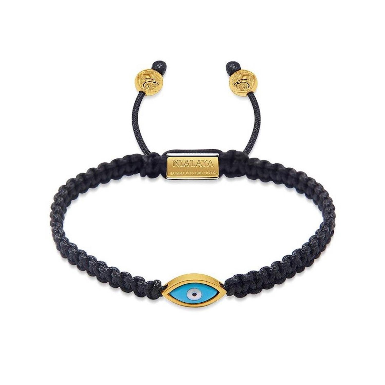 Nialaya Men's Red String Bracelet with Gold Evil Eye