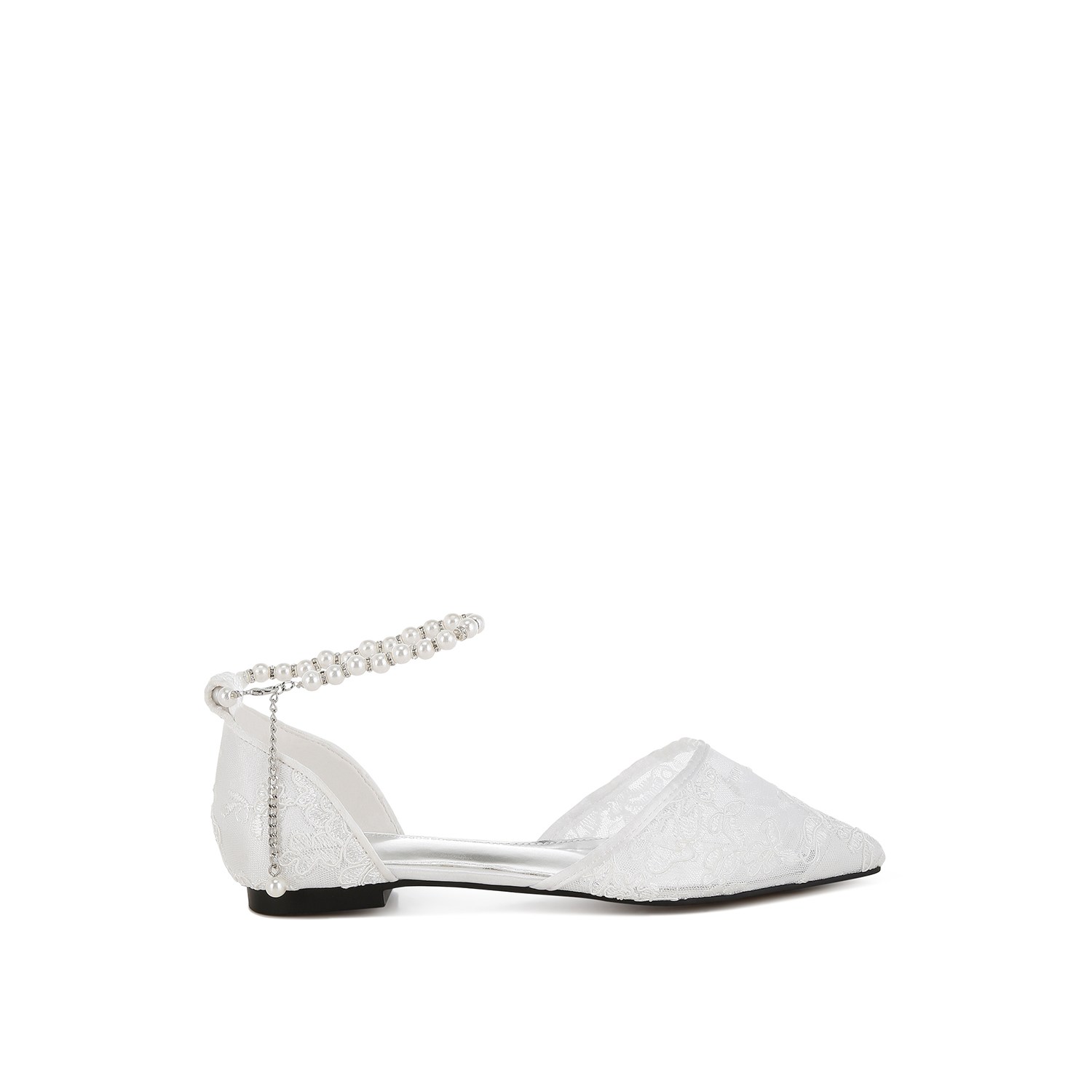 Rag & Co Women's Shrami Pearl & Rhinestone Strap Flat Sandals In White In White