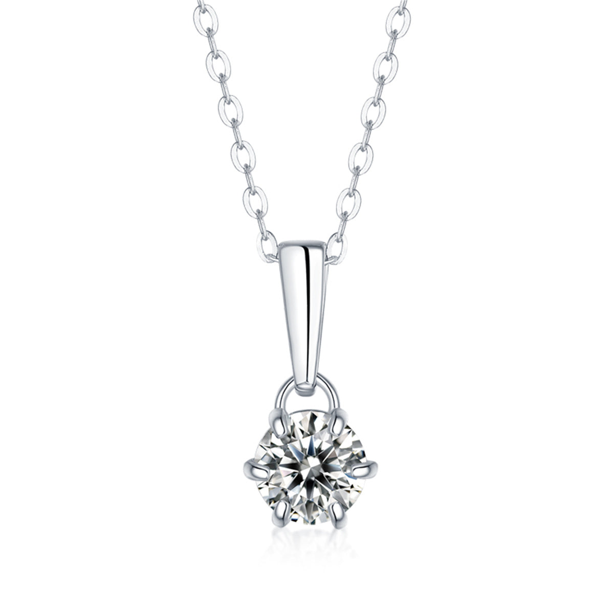 Genevive Jewelry Women's Stella Valentino Sterling Silver White Gold Plated With Round Lab Created Moissanite Drop So In White