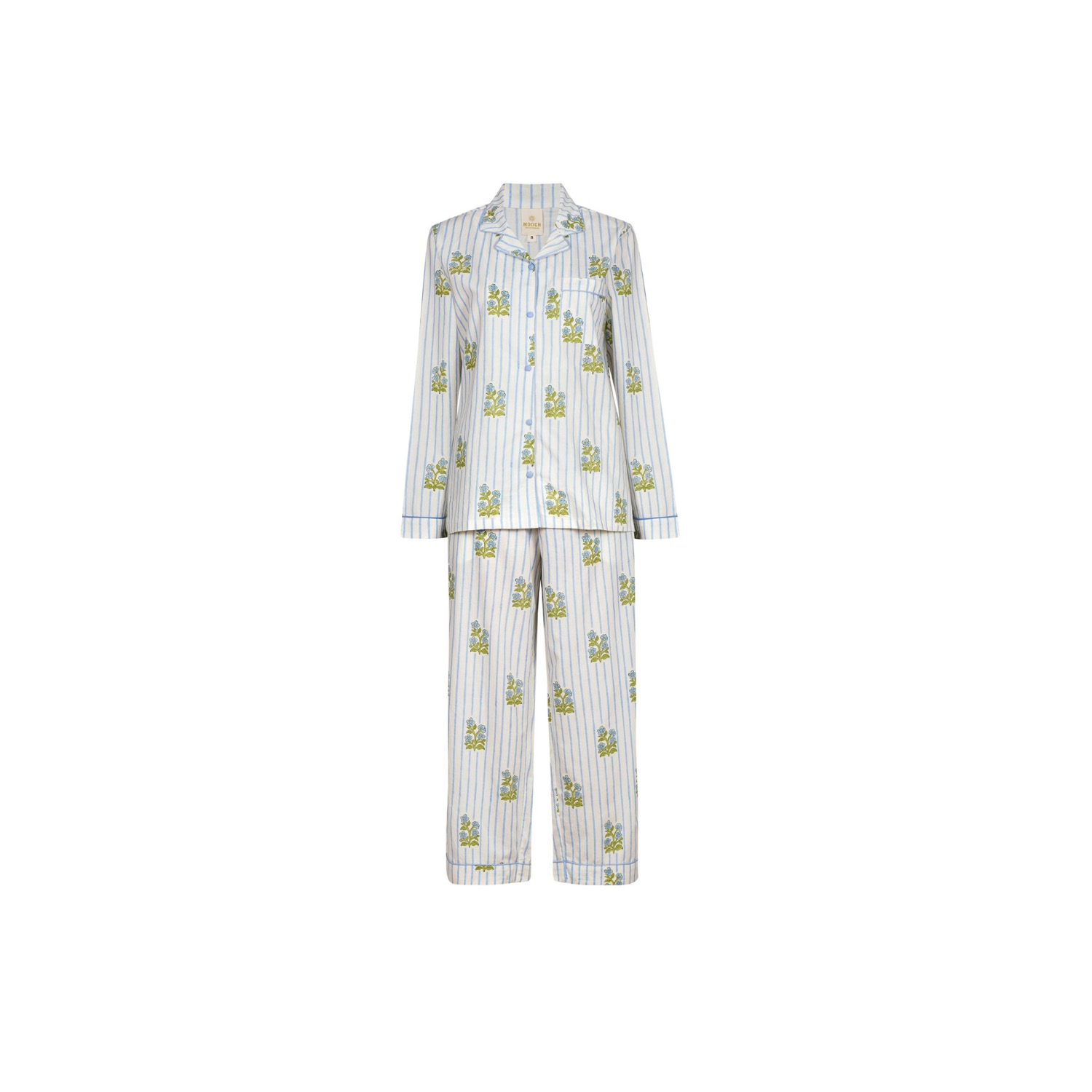 Women's Green / Blue Cotton Pyjamas - Arlie Meadow | Small | Mooch Cotswolds