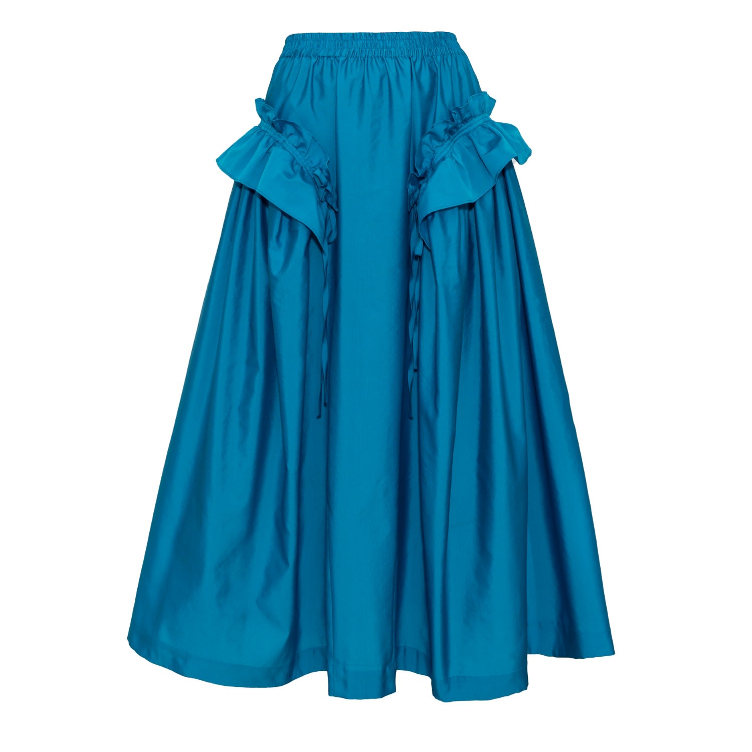 Karolina Ozolinsiute Women's Maxi Turquoise Blue Laura Skirt With Ruffles