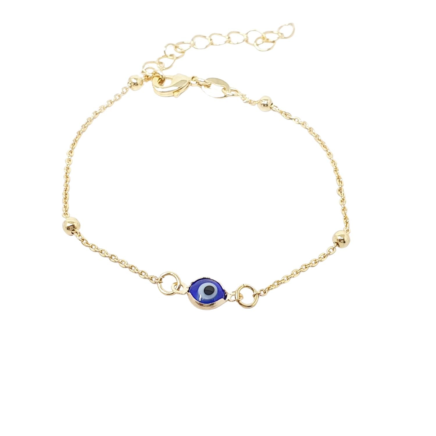 Harfi Women's Gold / Blue Gold Plated Beaded Blue Evil Eye Protection Bracelet In Multi