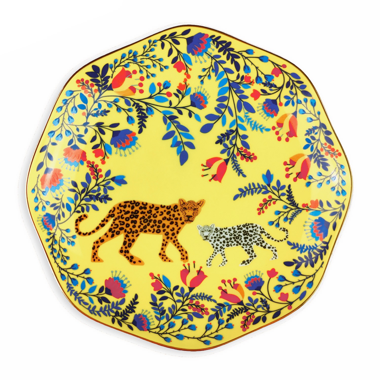 Yellow / Orange Amazon Rainforest Bone China Side Plate In Yellow Jessie Zhao New York